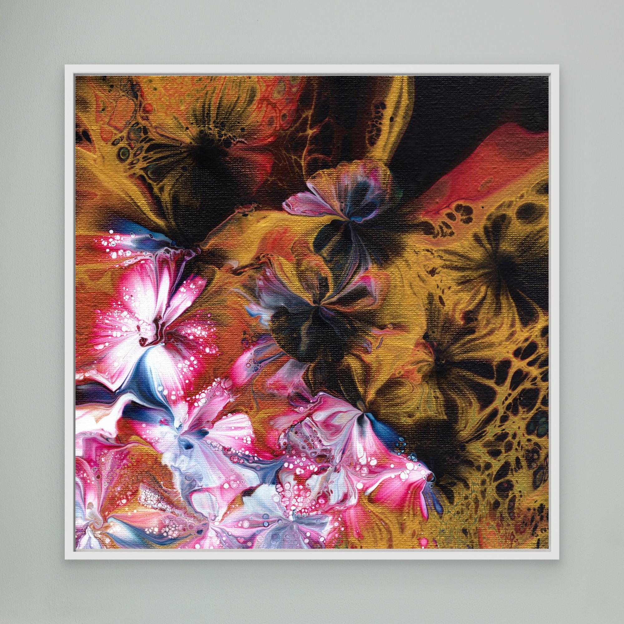 NL Modern Art Wall Art Canvas Print Abstract Floral 5 in white frame