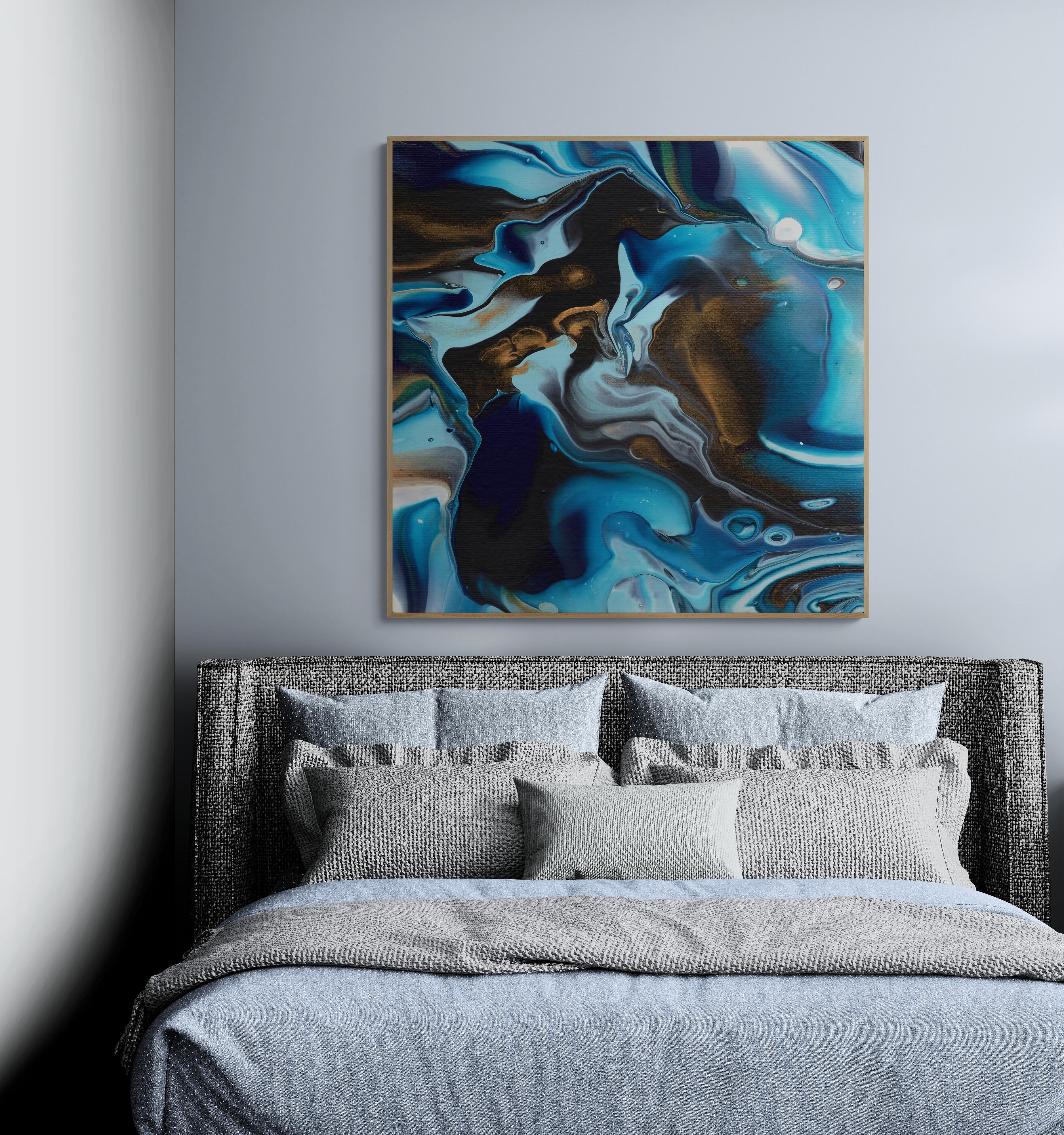 NL modern art-canvas-print-deep-passion-4-on-wall-in-cozy-bedroom-over-modern-bed-oak-frame