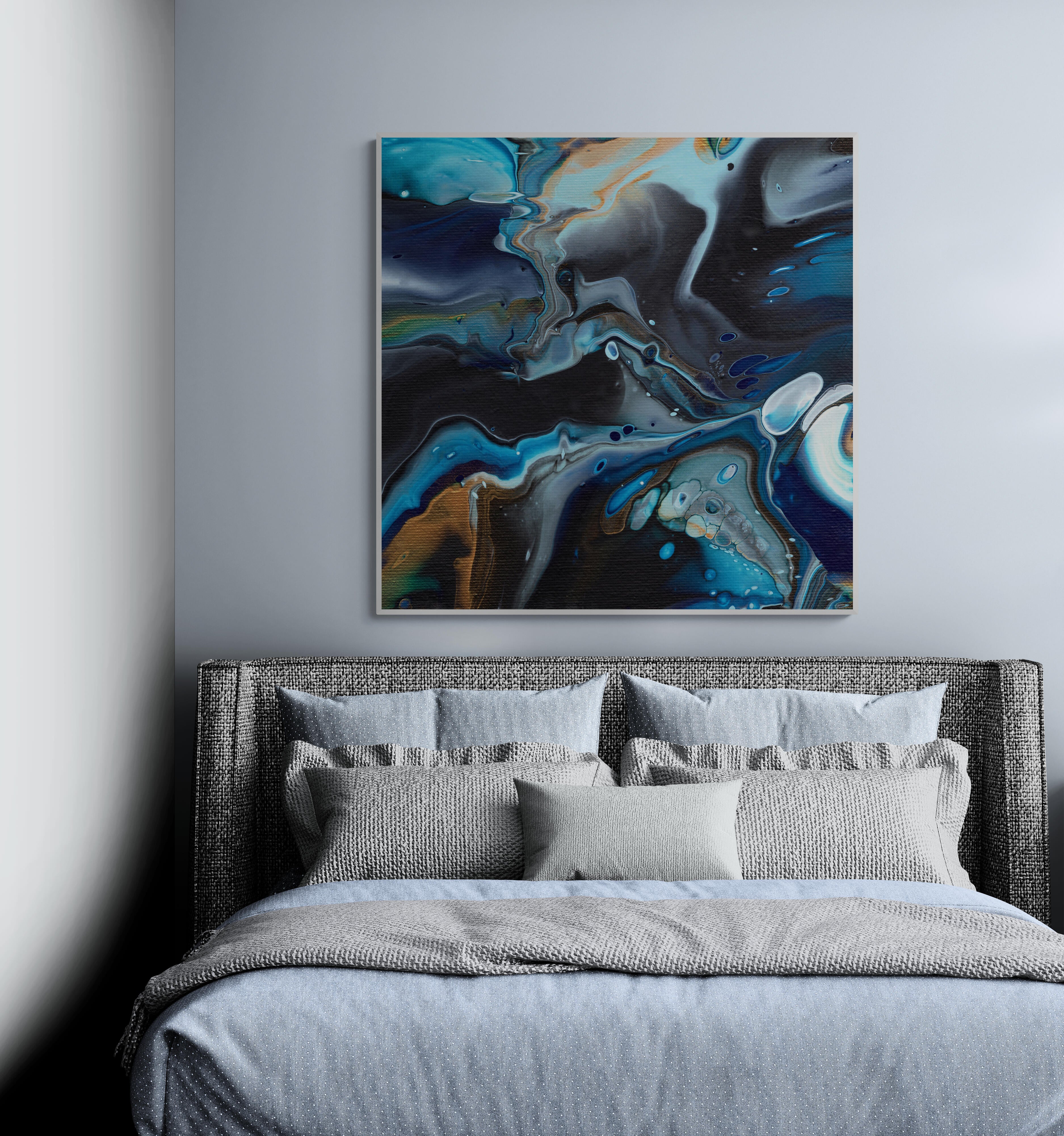 NL modern art-canvas-print-deep-passion-7-on-wall-in-cozy-bedroom-over-modern-bed-white-frame