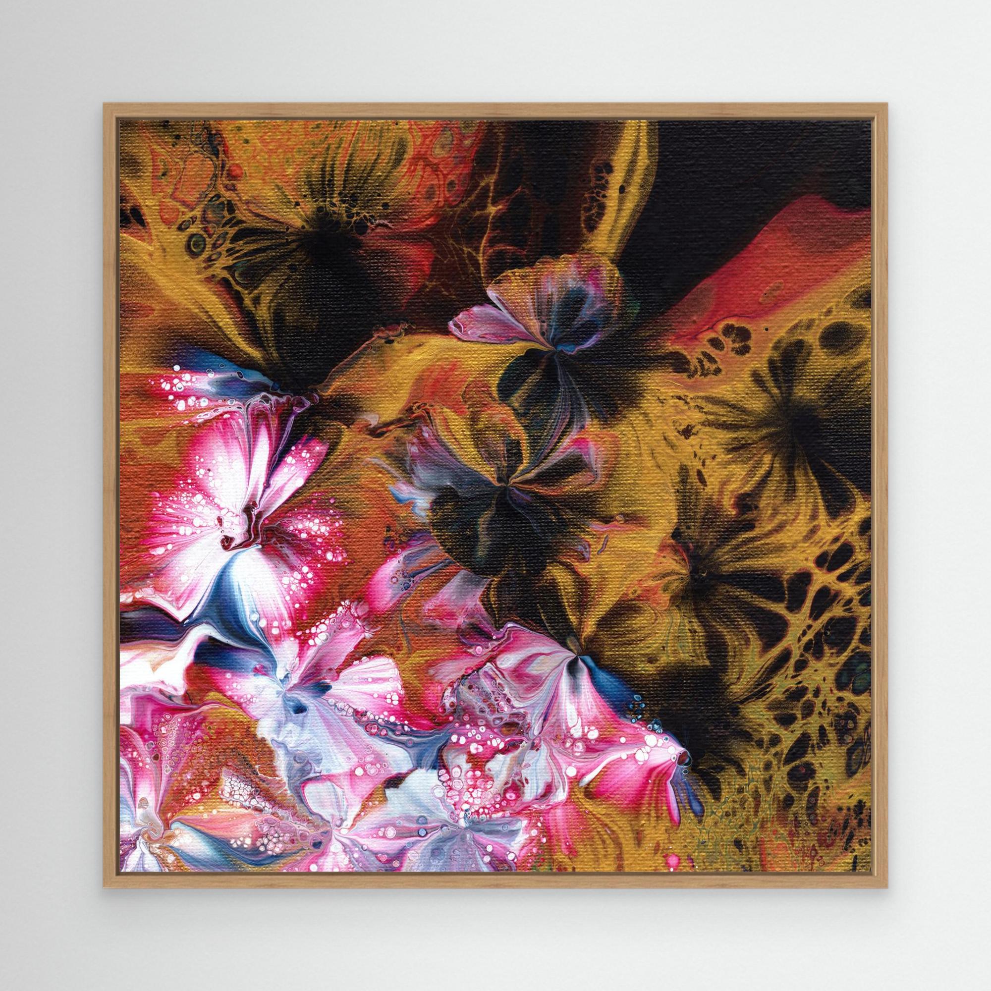 NL Modern Art Wall Art Canvas Print Abstract Floral 5 in oak frame