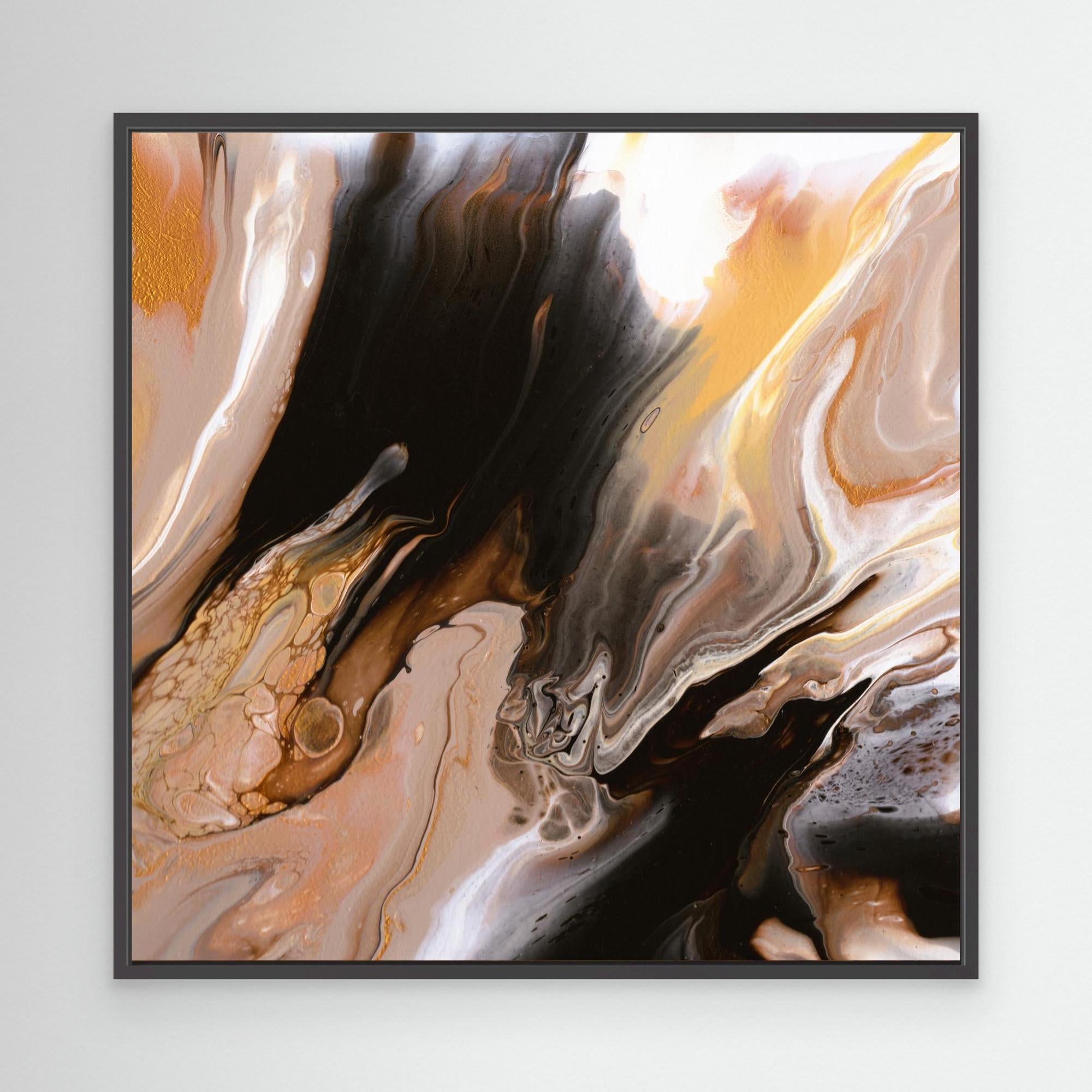 NL modern art Canvas Print Comforting Chocolate Caramel 6 in black frame