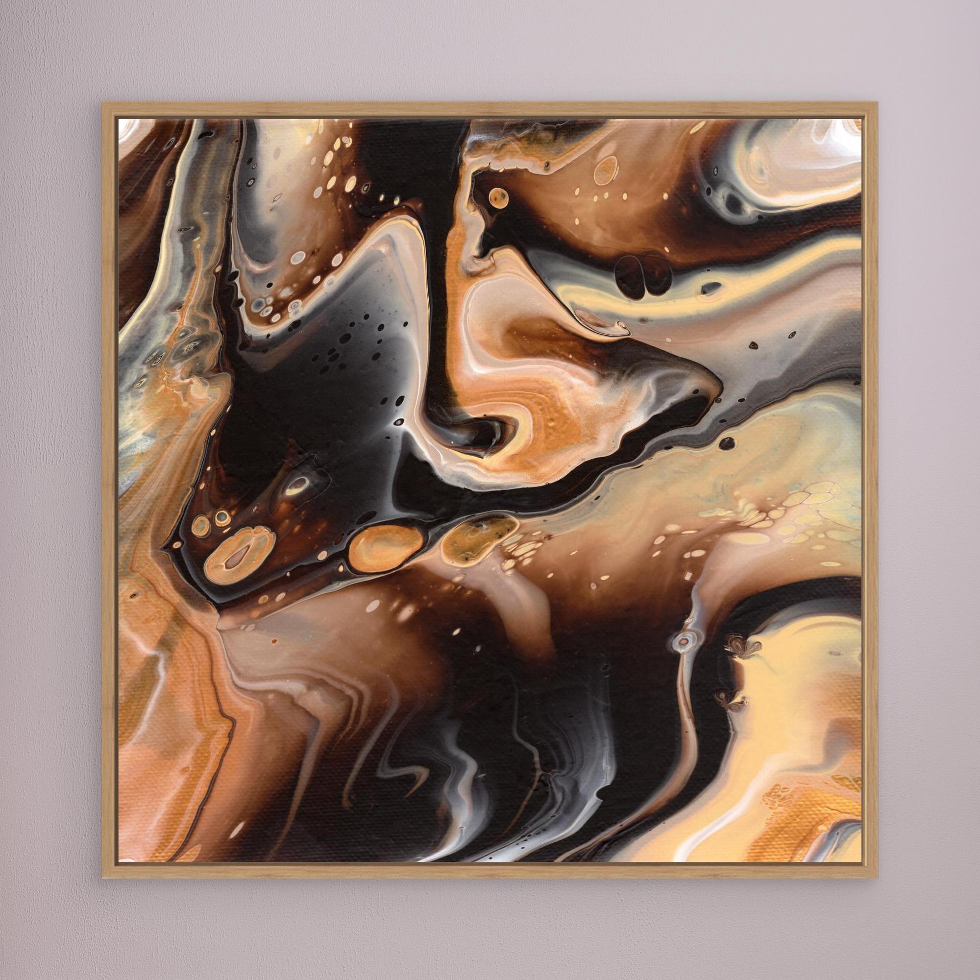NL modern art Canvas Print Comforting Chocolate Caramel 5 in oak frame