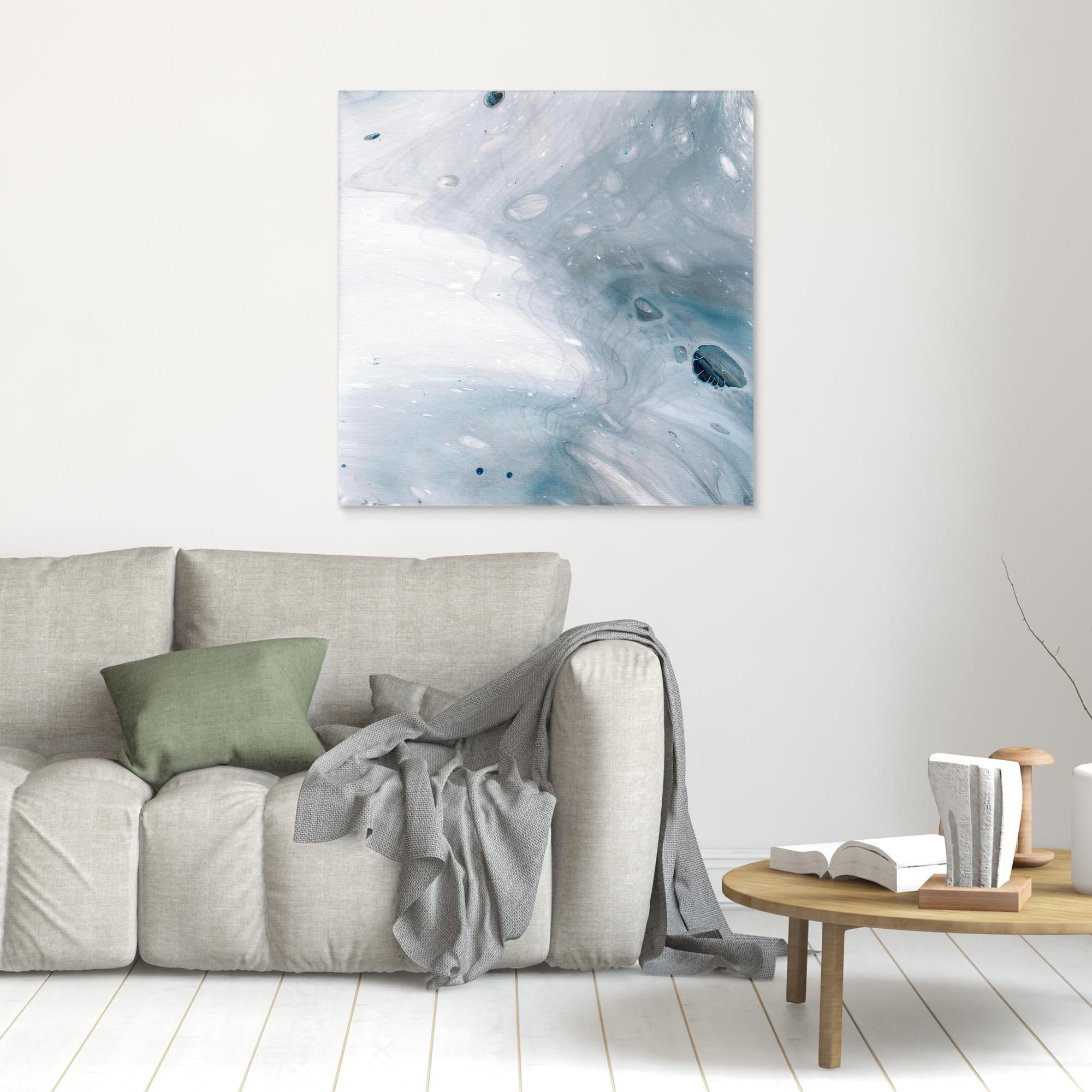 NL Modern Art Wall Art Unframed Canvas Print Gentle Pastel 5 over grey sofa