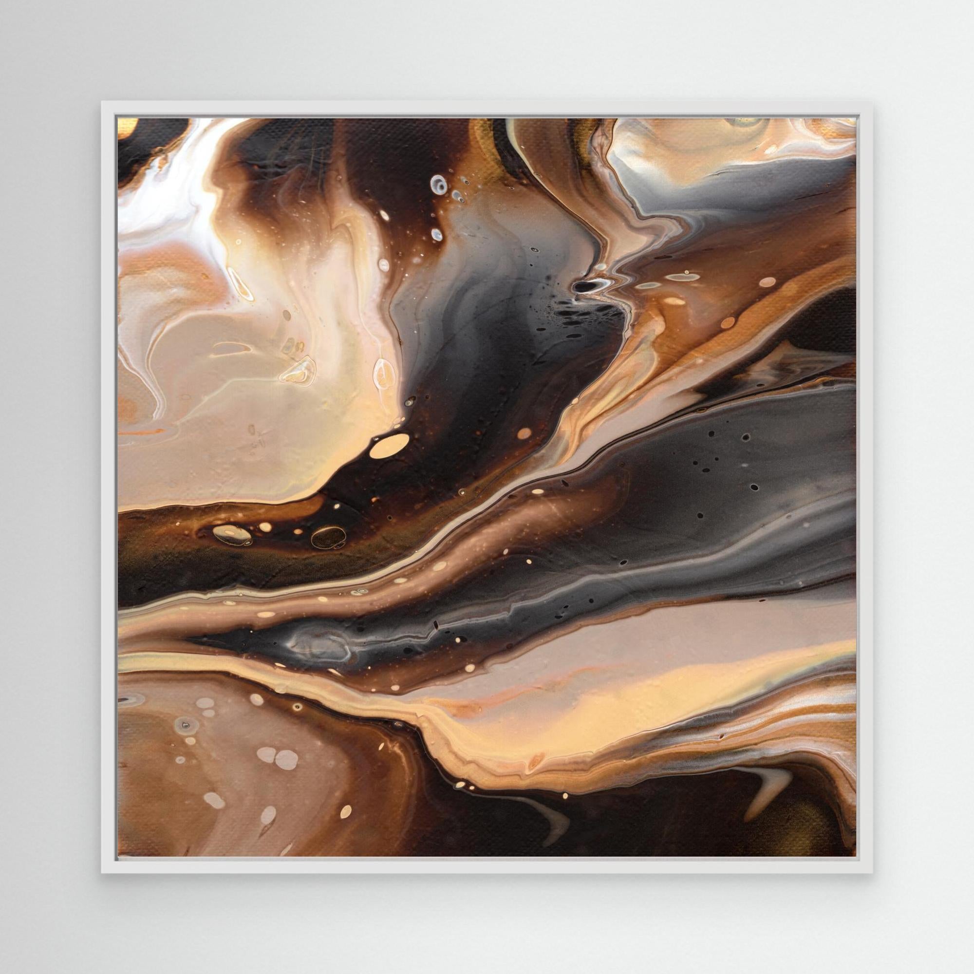 NL Modern Art Canvas Print Comforting Chocolate Caramel 2 in white frame