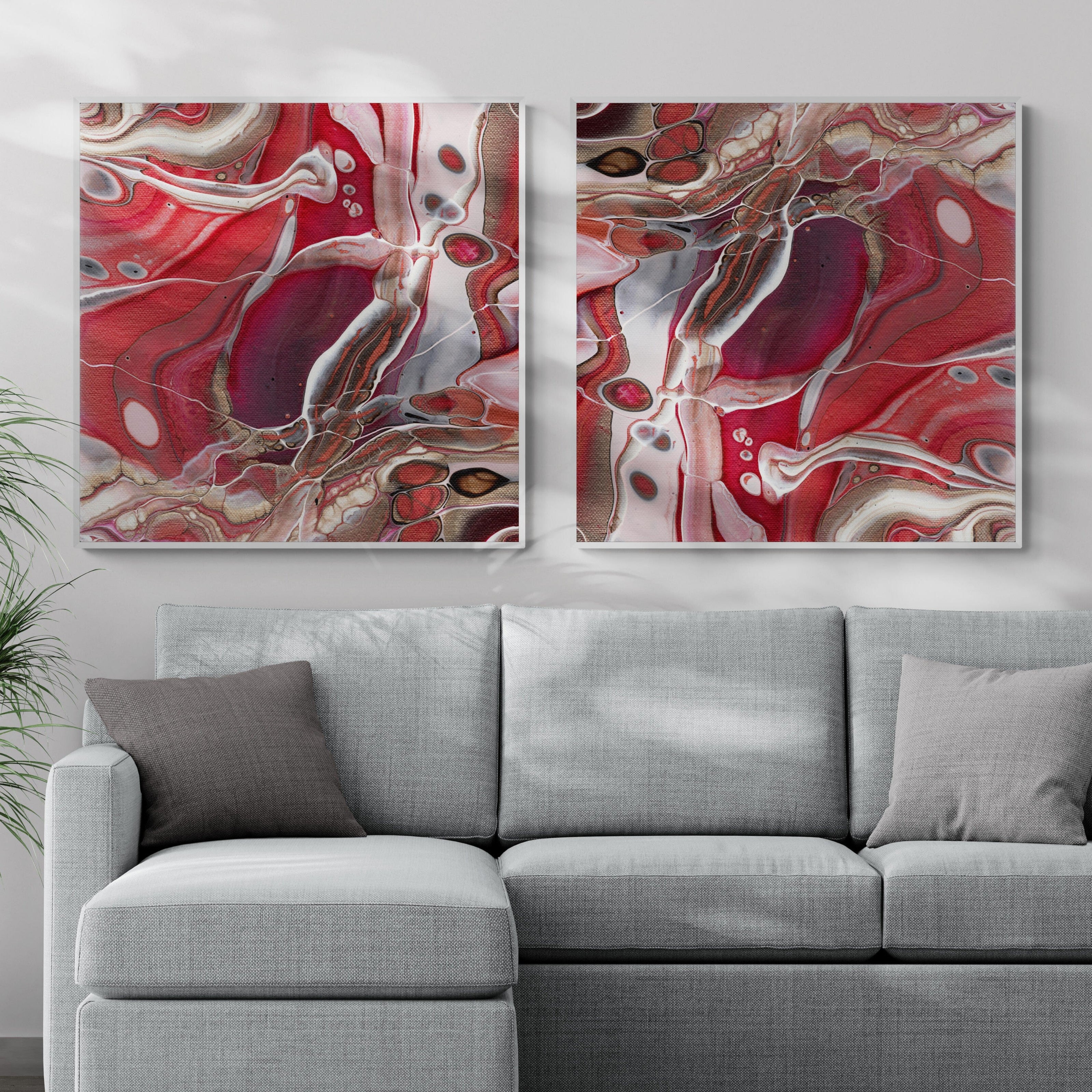 NL modern art-canvas-print-ardent-love-1-and-2-on-wall-in-living-room-with-sofa-and-tropical-plant-white-frame