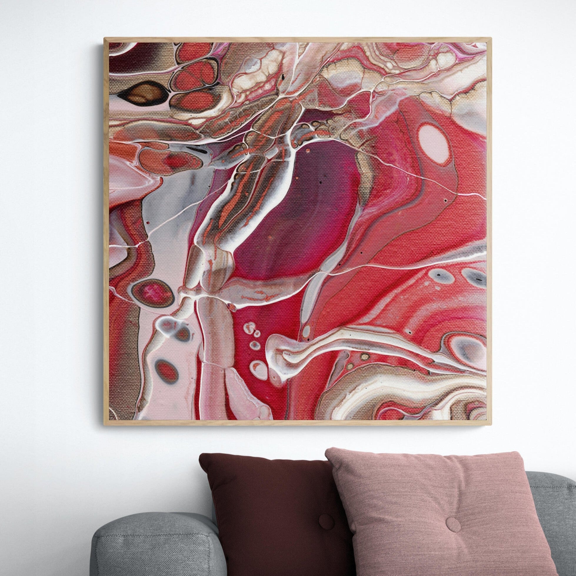NL modern art-canvas-print-ardent-love-2-on-wall-over-cosy-sofa-in-living-room-oak-frame