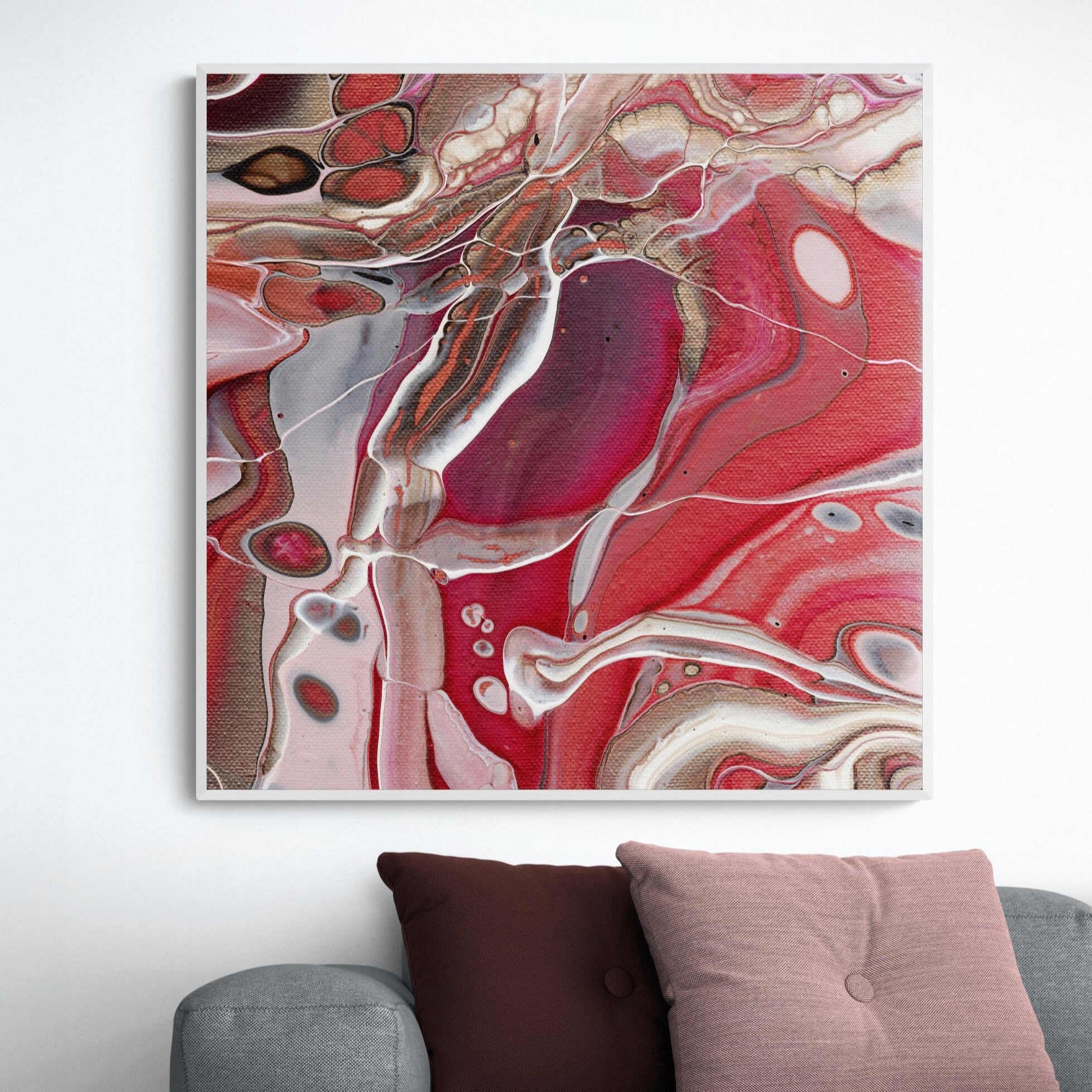 NL modern art-canvas-print-ardent-love-2-on-wall-over-cosy-sofa-in-living-room-white-frame