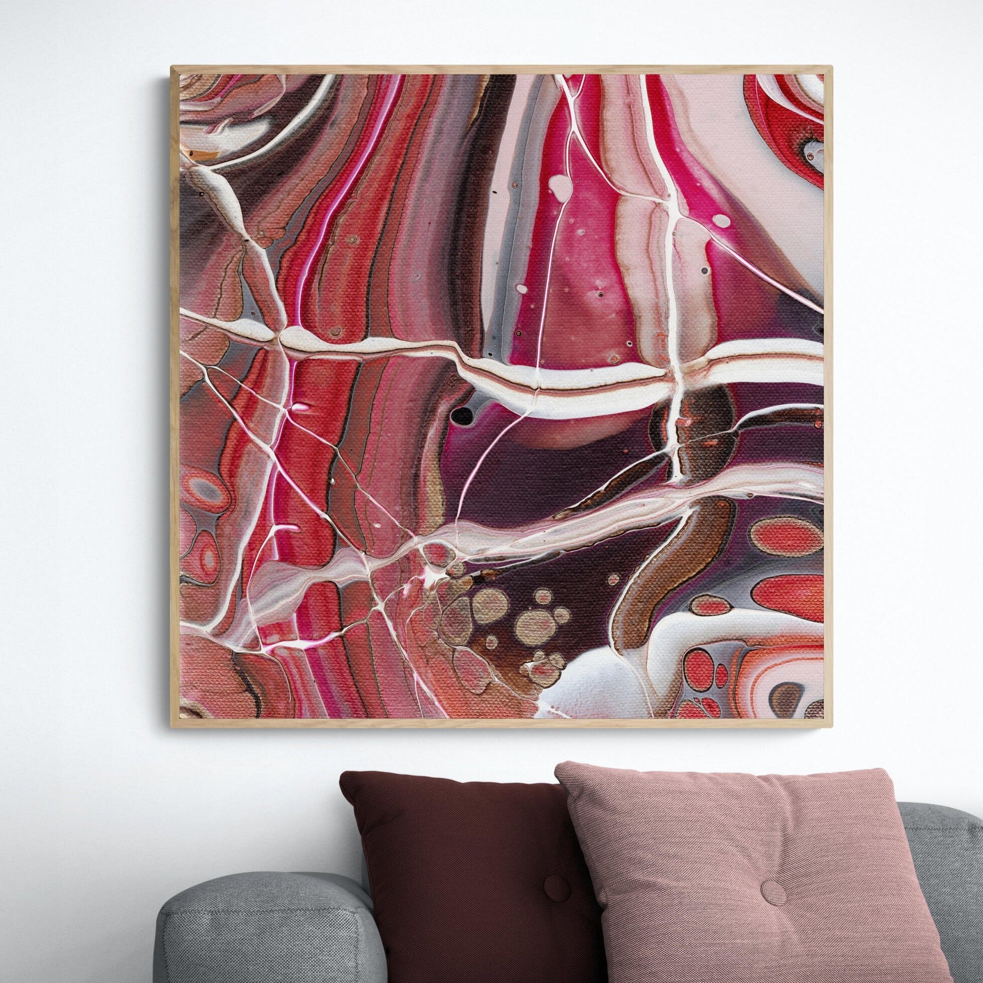 NL modern art-canvas-print-ardent-love-3-on-wall-over-cosy-sofa-in-living-room-oak-frame