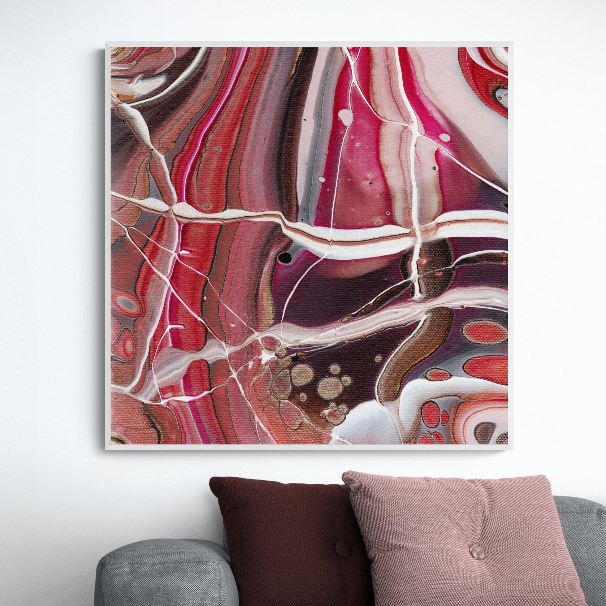 NL modern art-canvas-print-ardent-love-3-on-wall-over-cosy-sofa-in-living-room-white-frame