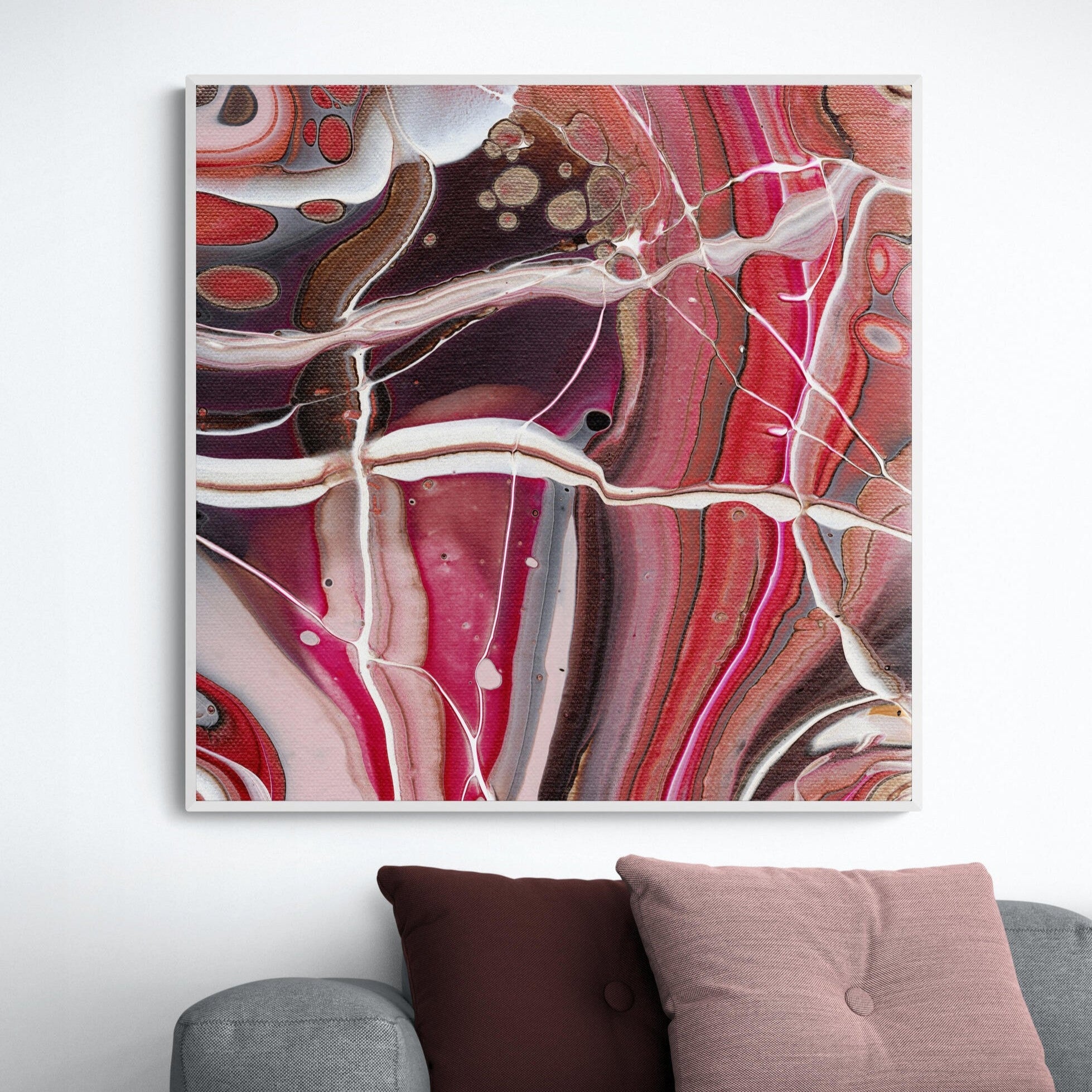 NL modern art-canvas-print-ardent-love-4-on-wall-over-cosy-sofa-in-living-room-white-frame