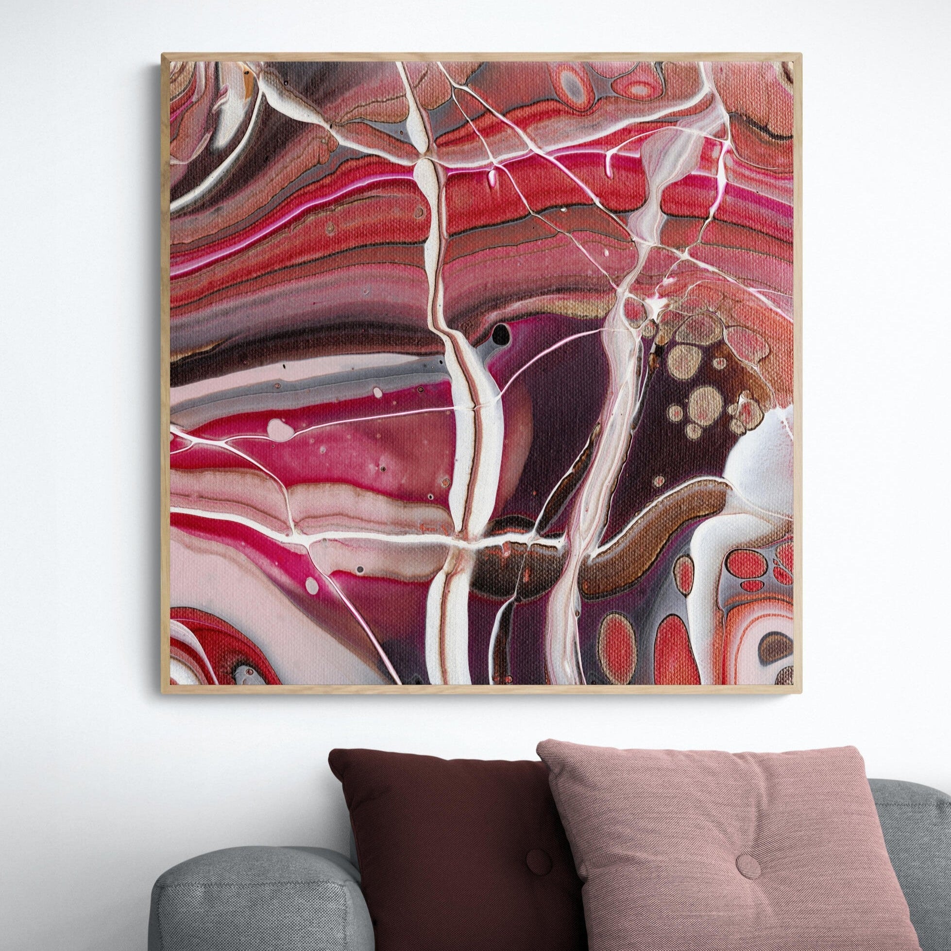 NL modern art-canvas-print-ardent-love-5-on-wall-over-cosy-sofa-in-living-room-oak-frame