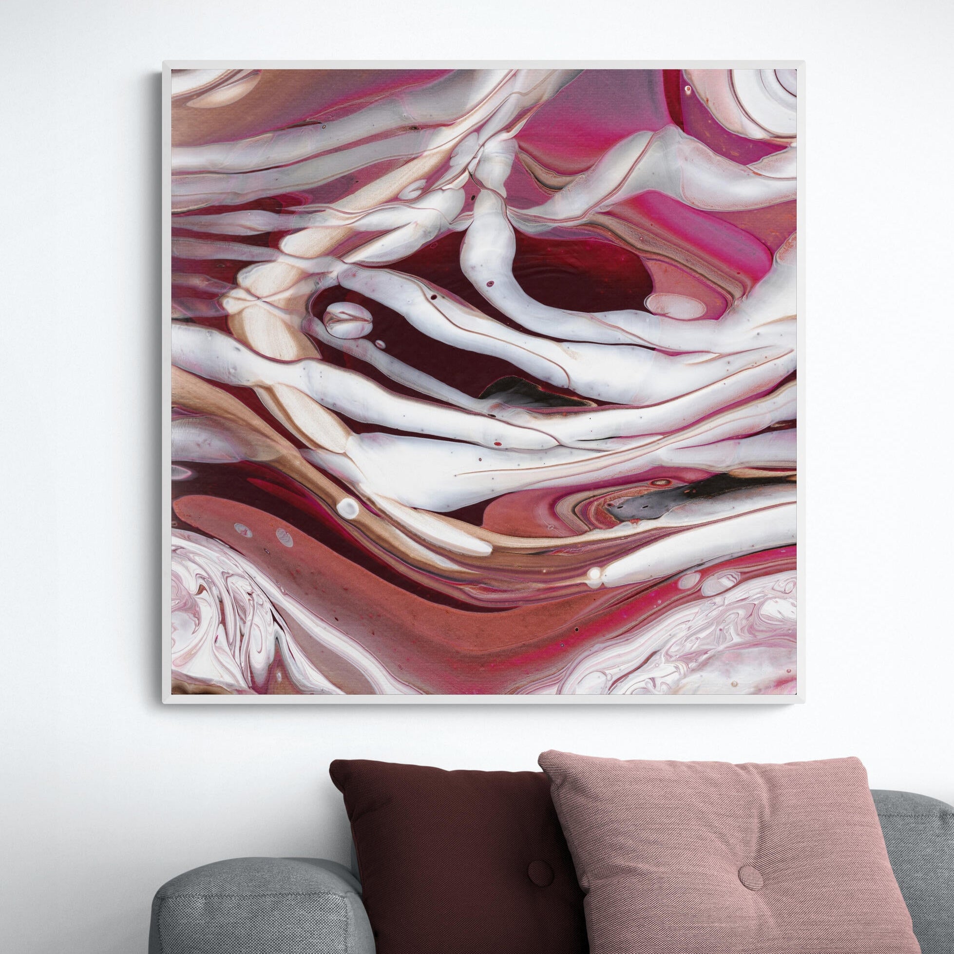 NL modern art-canvas-print-ardent-love-6-on-wall-over-cosy-sofa-in-living-room-white-frame