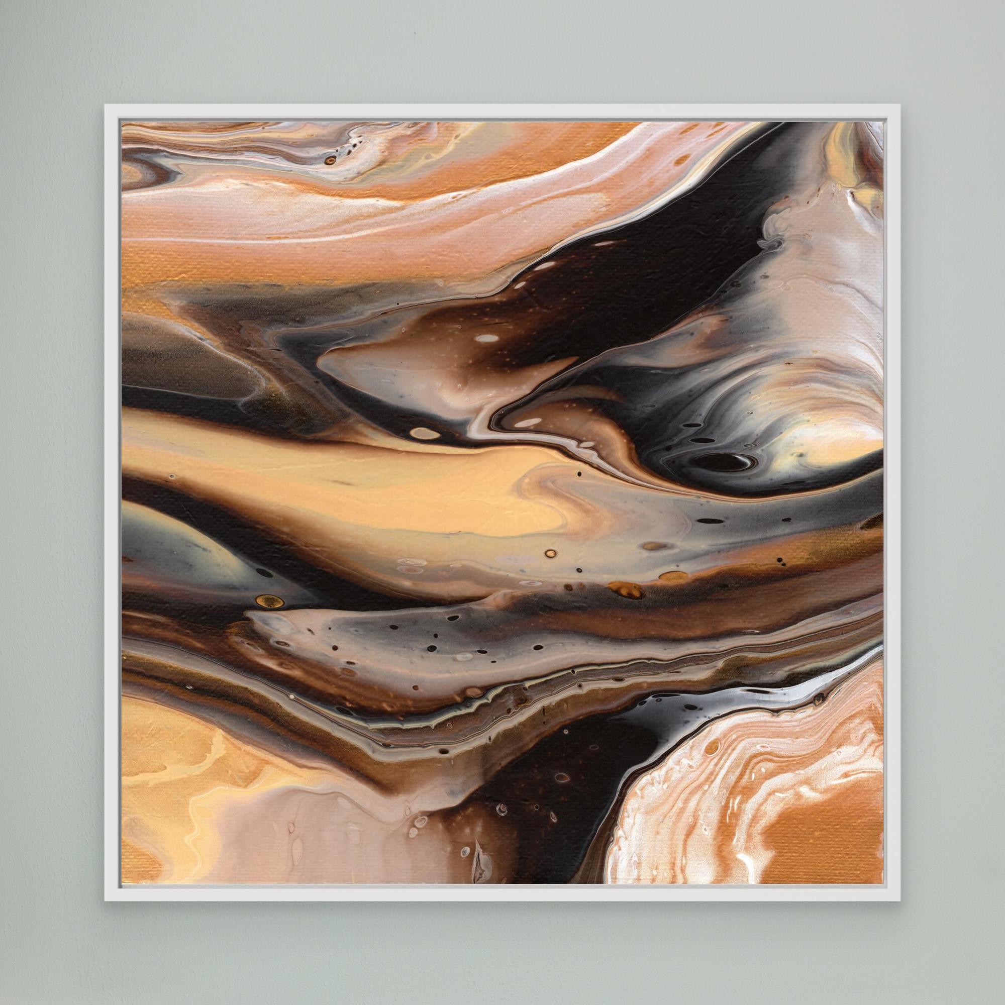 NL Modern Art Canvas Print Comforting Chocolate Caramel 1 in white frame