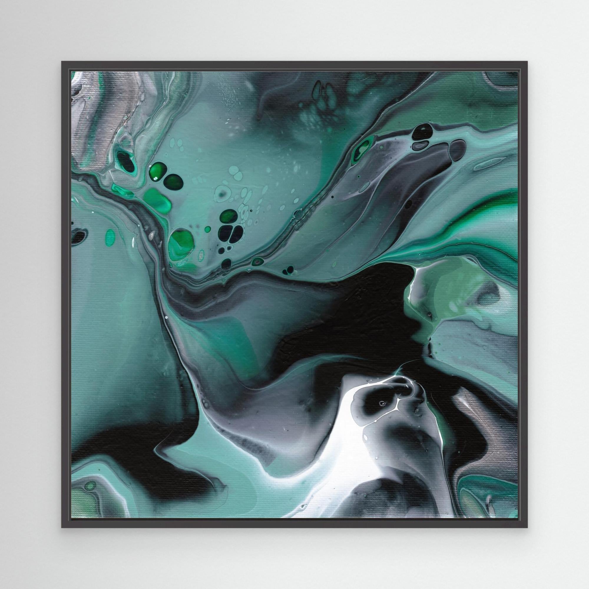 NL modern art Art Print Manchester Uplifting Malachite 1 in black frame