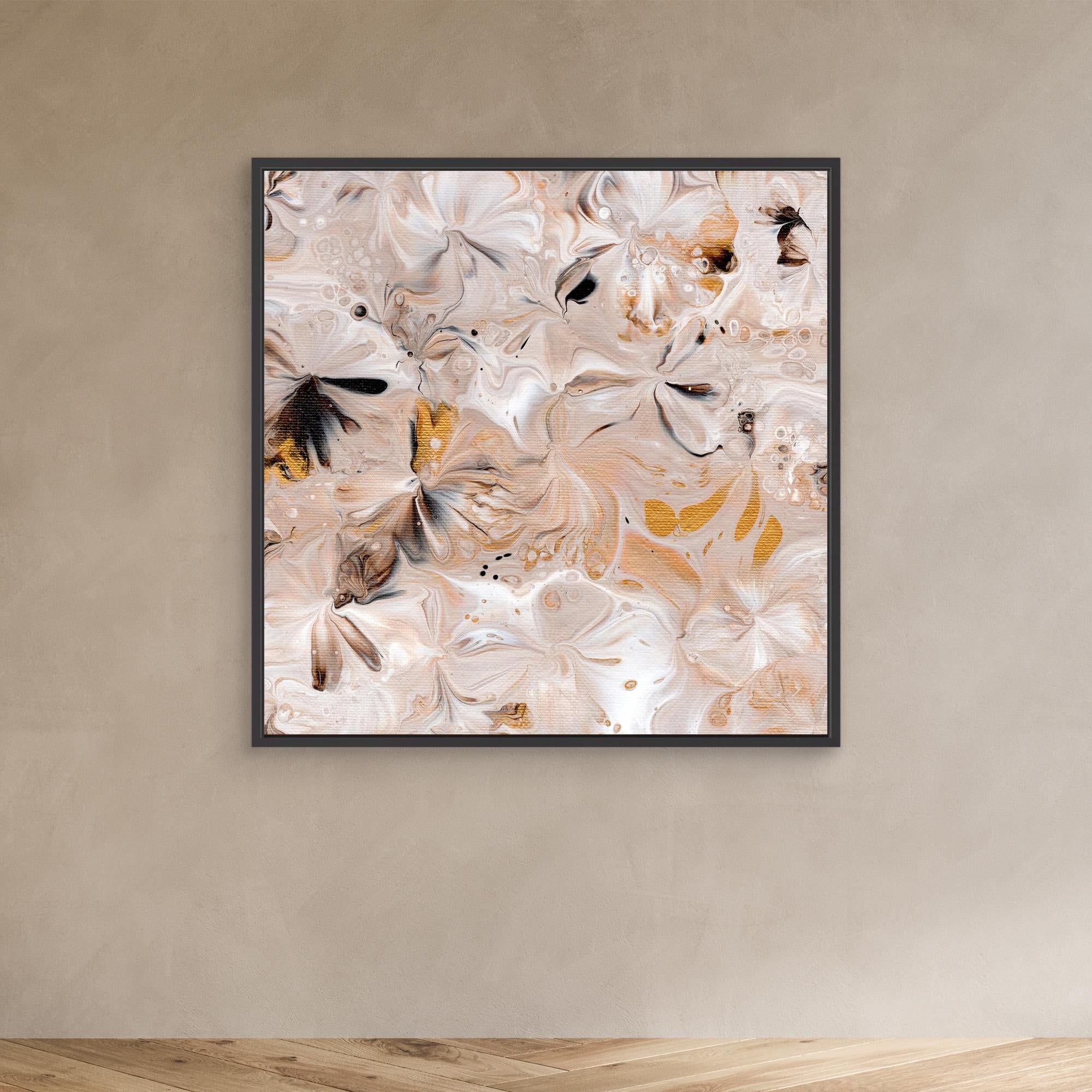 NL modern art Art Prints Soothing Neutrals 3 in black frame on wall