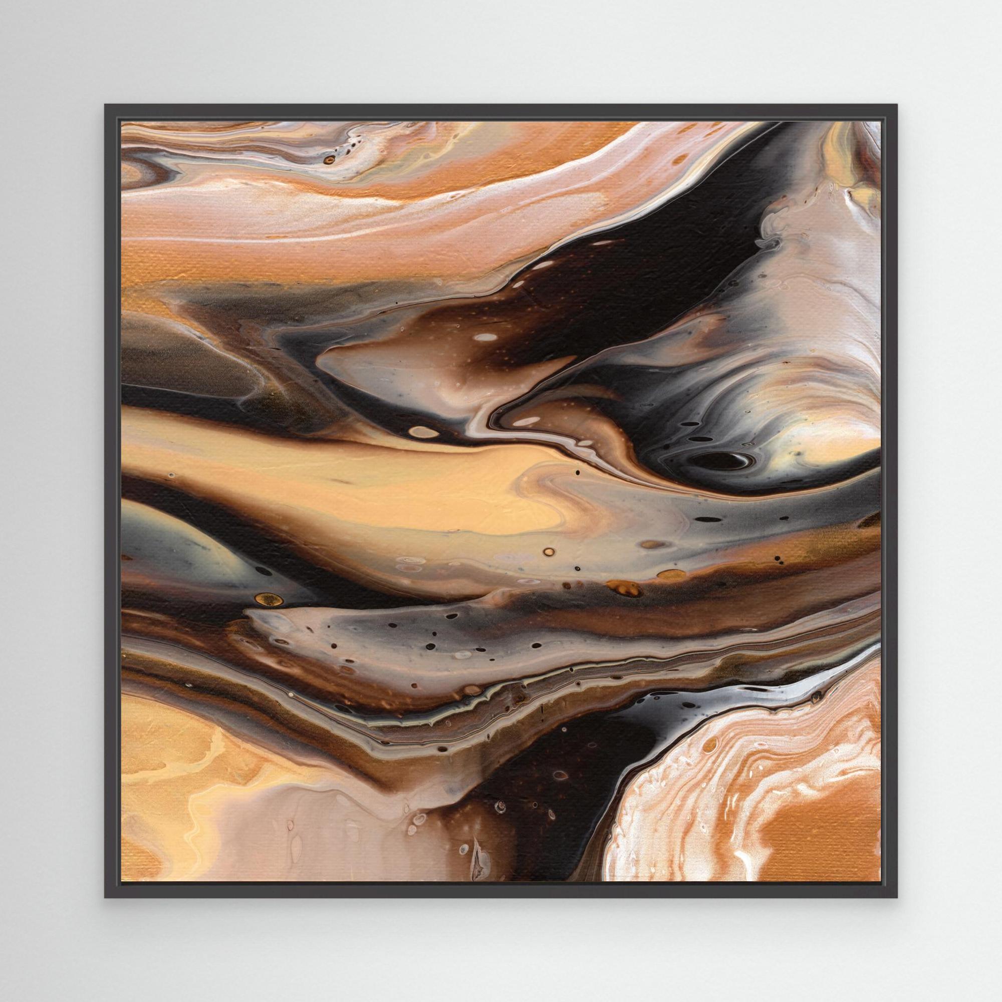 NL Modern Art Canvas Print Comforting Chocolate Caramel 1 in black frame