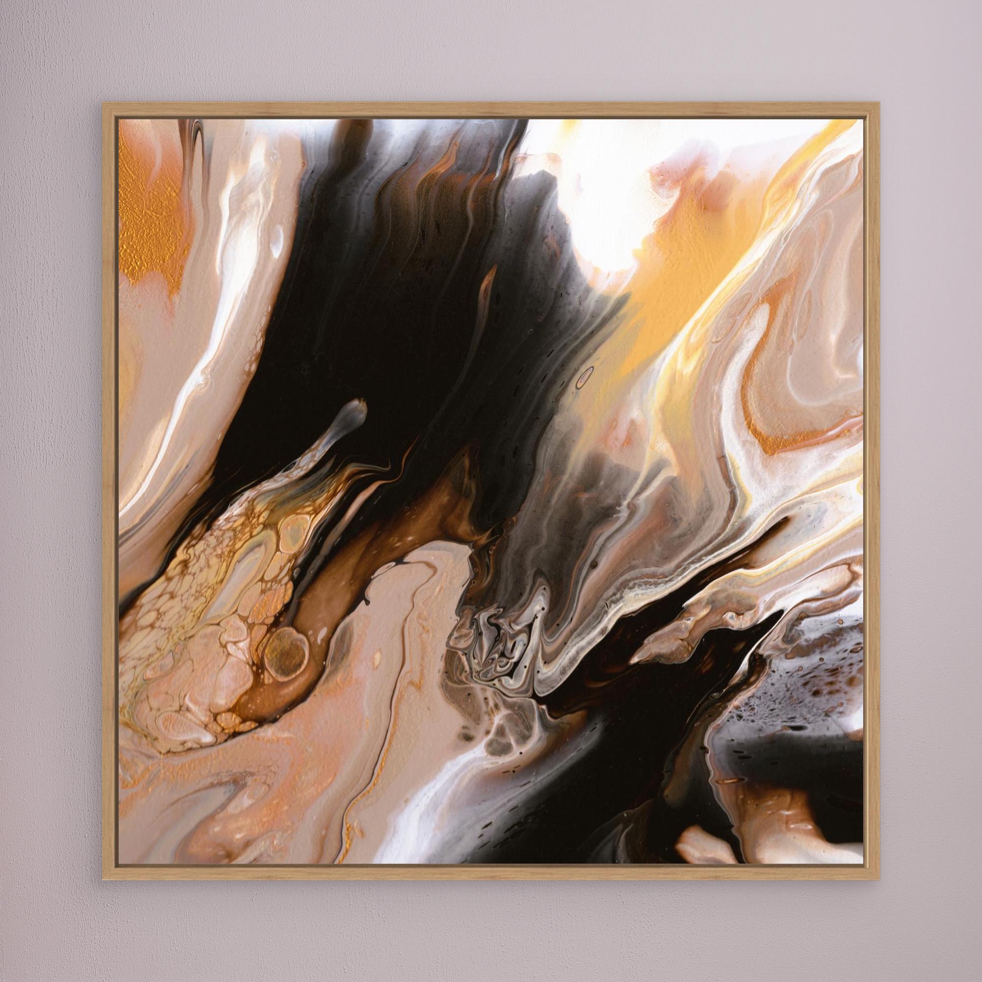 NL modern art Canvas Print Comforting Chocolate Caramel 6 in oak frame