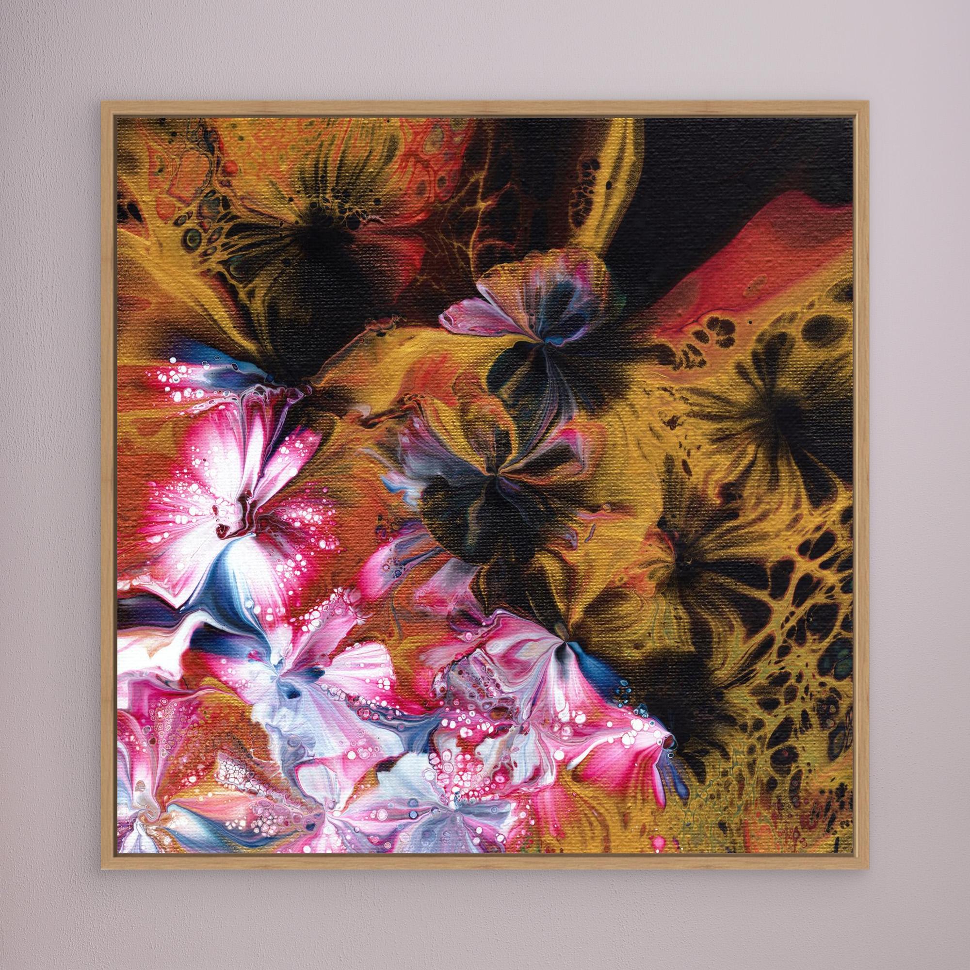 NL Modern Art Wall Art Canvas Print Abstract Floral 5 in oak frame