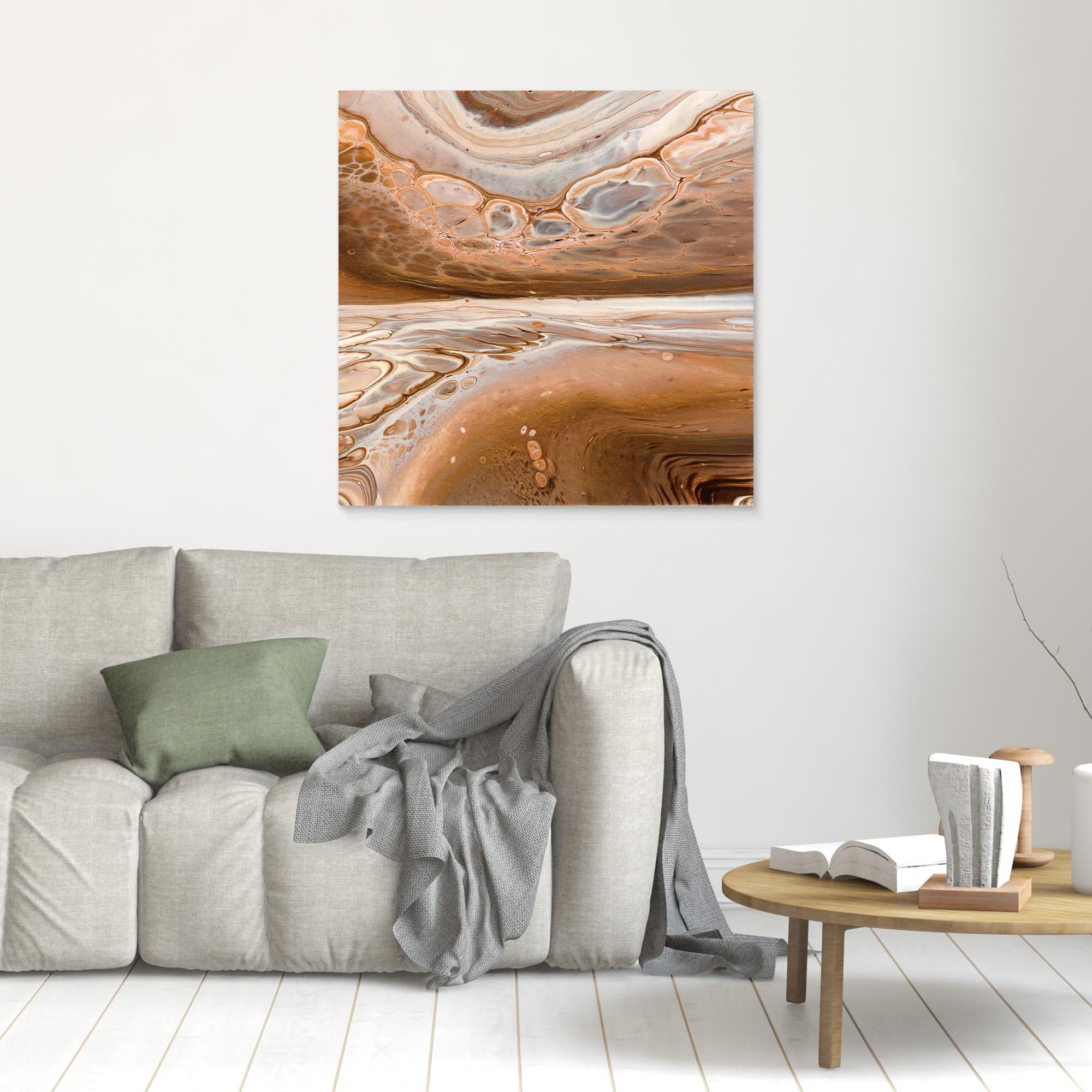 NL modern art Art Prints Soothing Neutrals 6 unframed on wall over grey sofa