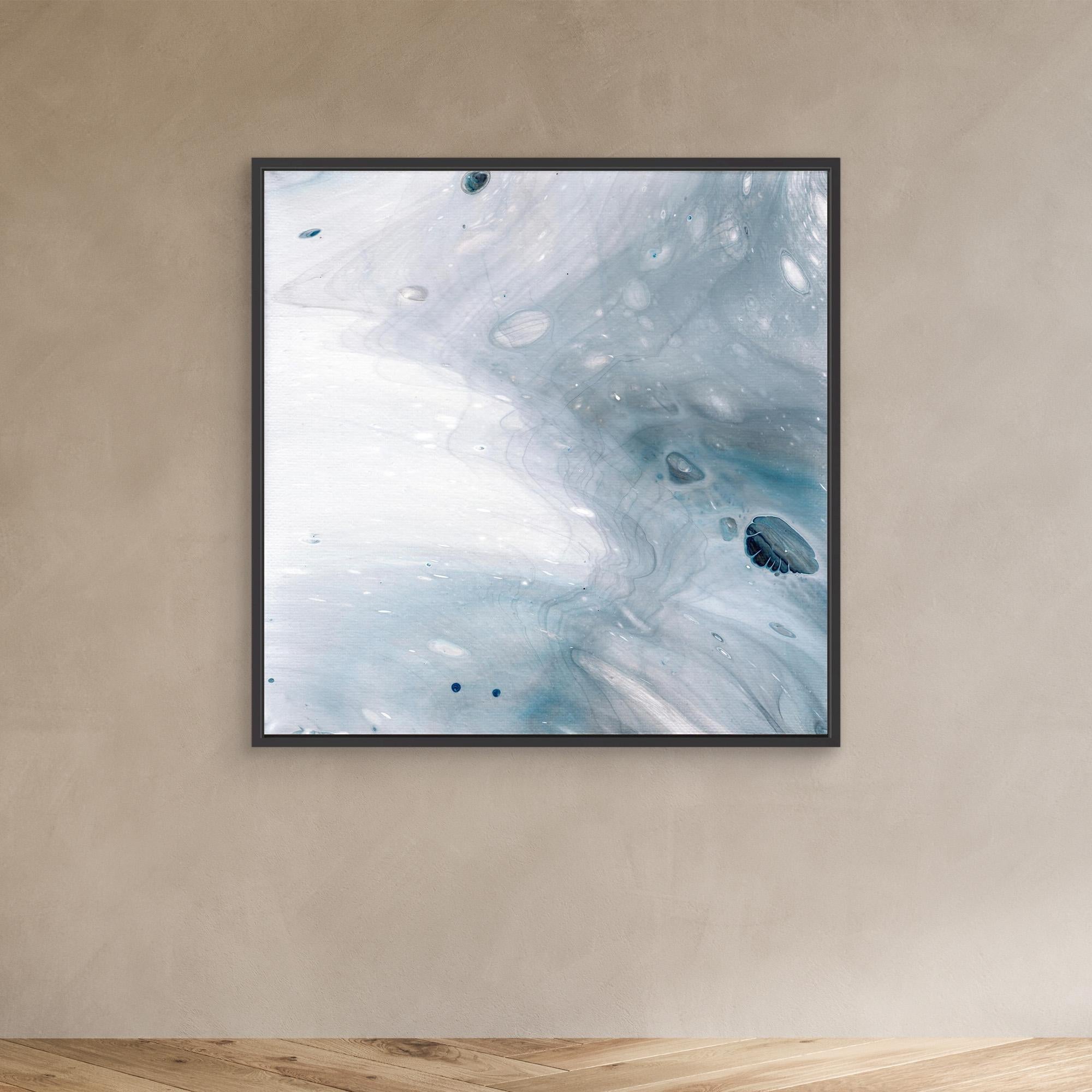 NL Modern Art Wall Art Canvas Print Gentle Pastel 5 in black frame on wall