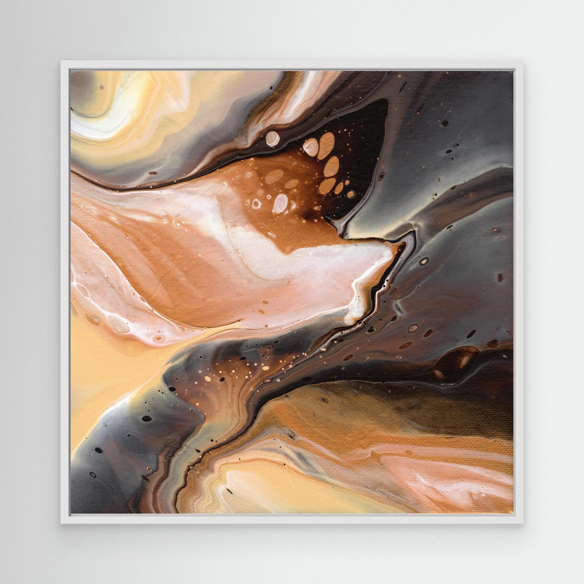 NL Modern Art Canvas Print Comforting Chocolate Caramel 3 in white frame