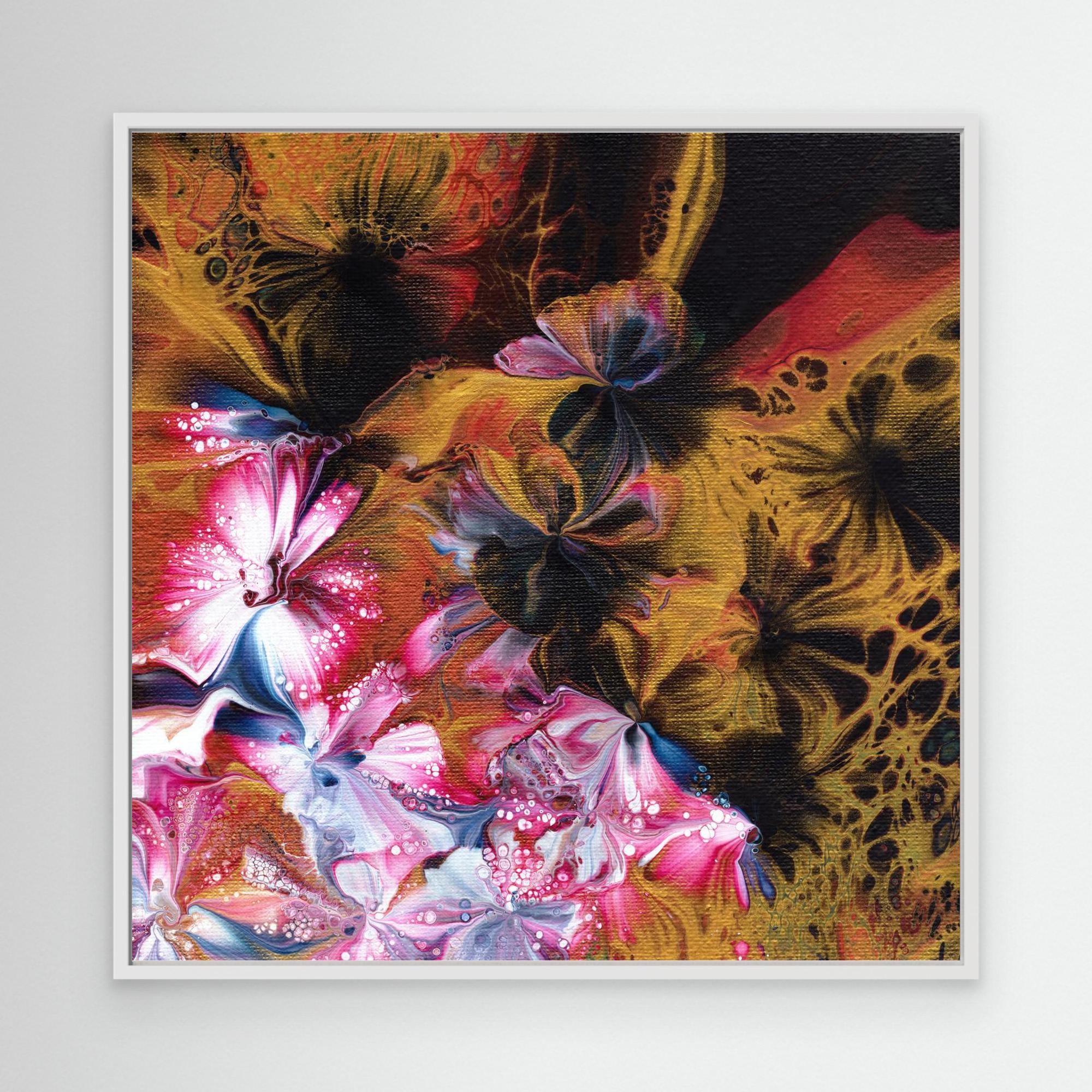NL Modern Art Wall Art Canvas Print Abstract Floral 5 in white frame