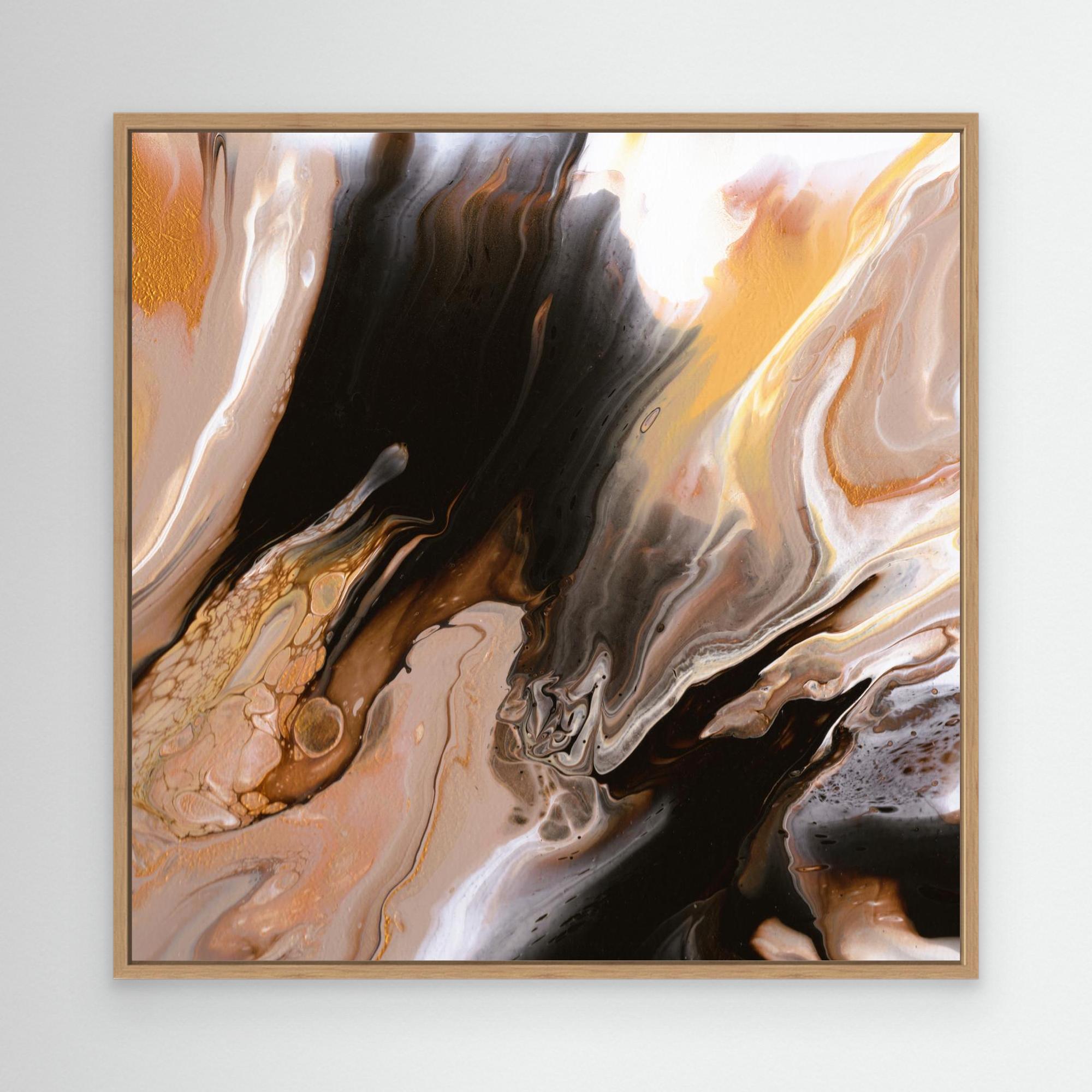 NL modern art Canvas Print Comforting Chocolate Caramel 6 in oak frame