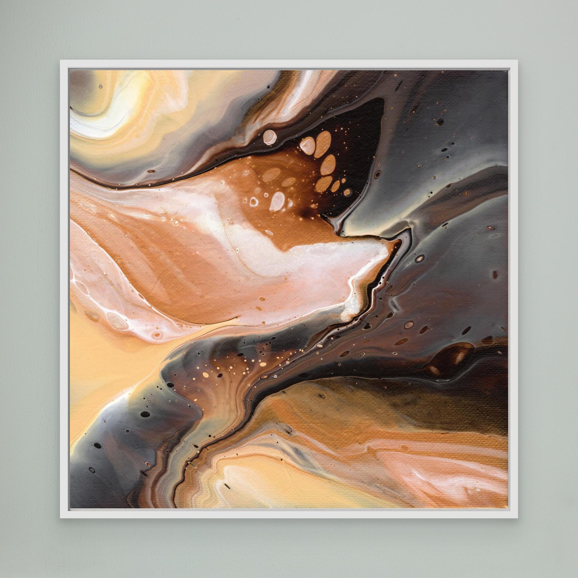 NL Modern Art Canvas Print Comforting Chocolate Caramel 3 in white frame