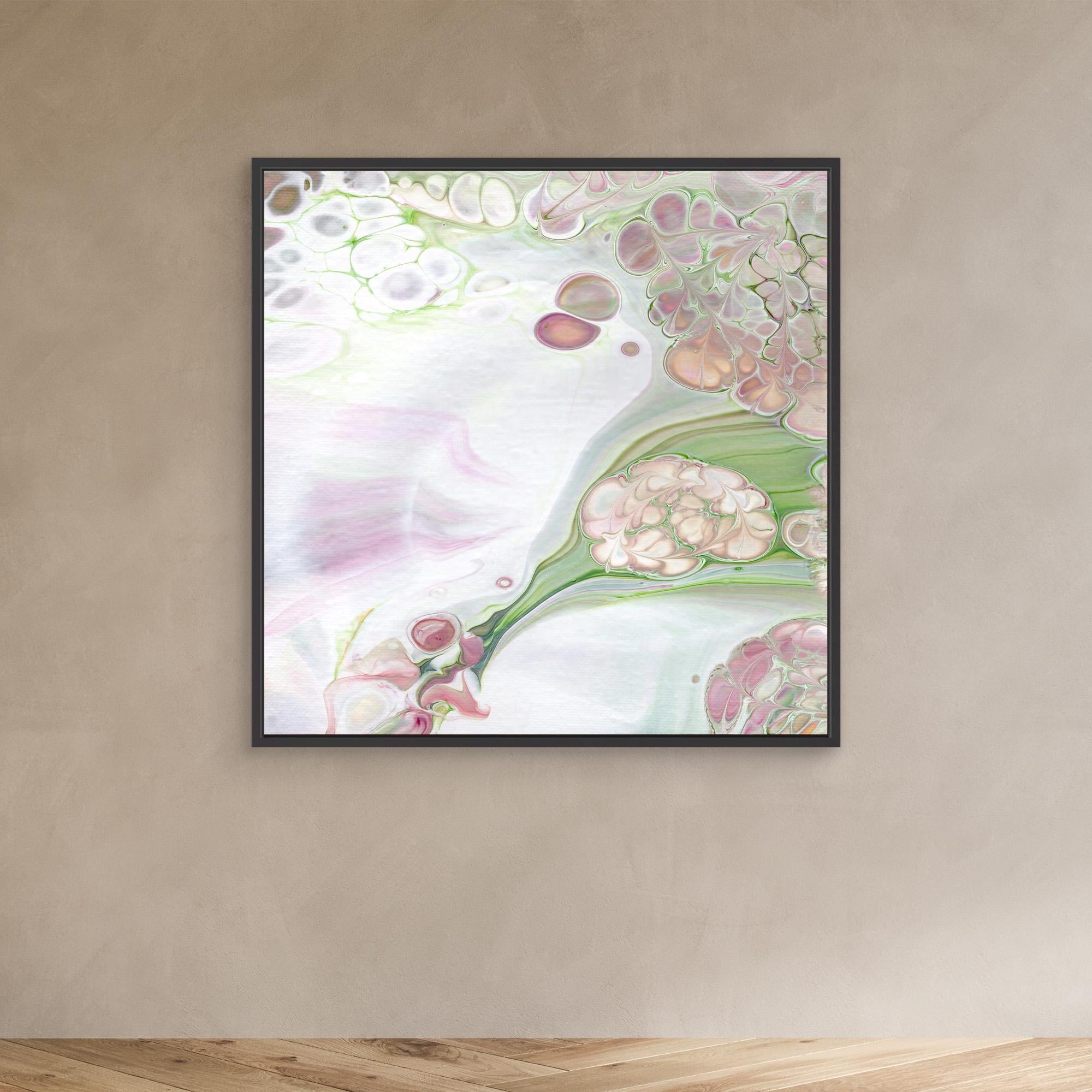 NL Modern Art Canvas Print Soft Tenderness 5 in black frame on wall