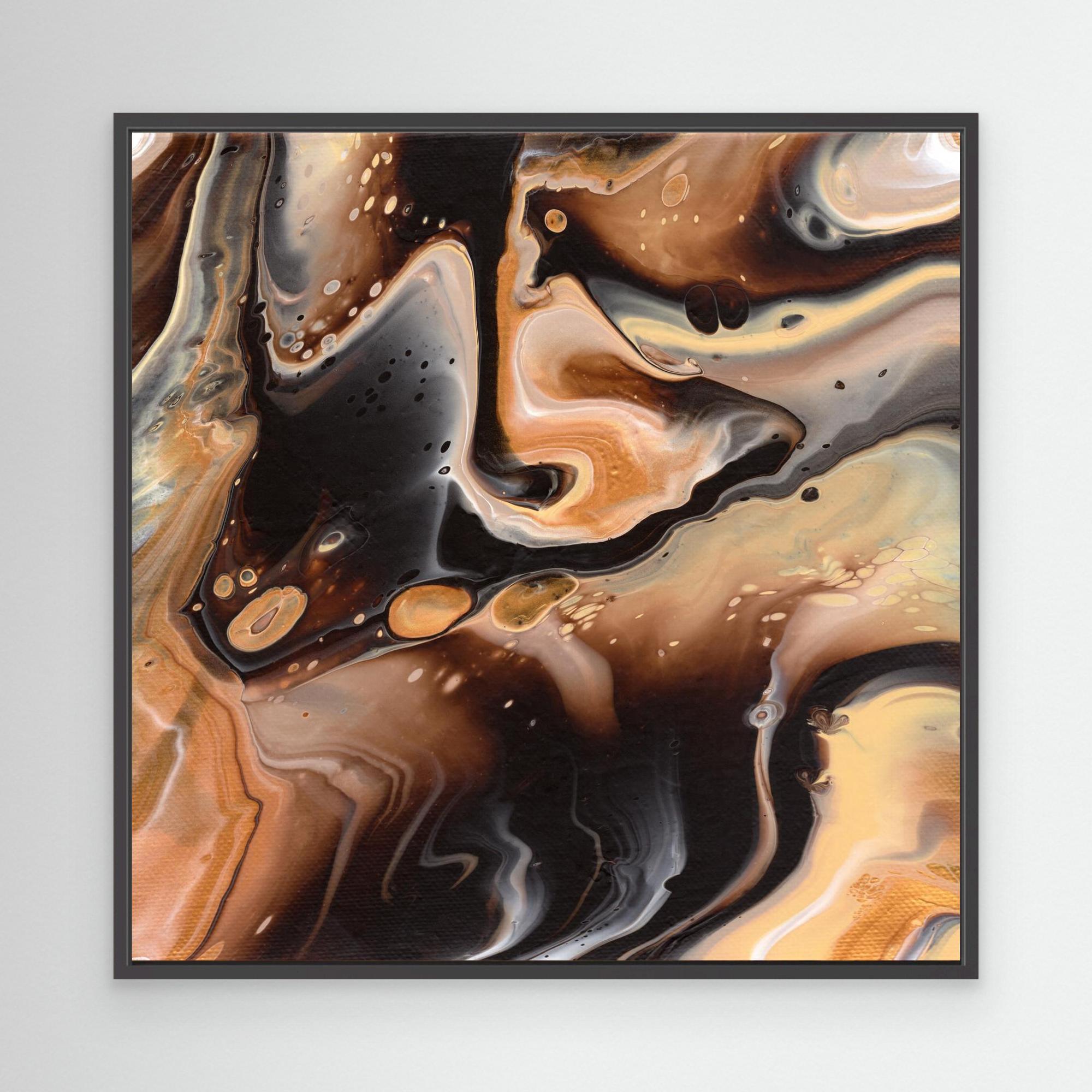 NL modern art Canvas Print Comforting Chocolate Caramel 5 in black frame