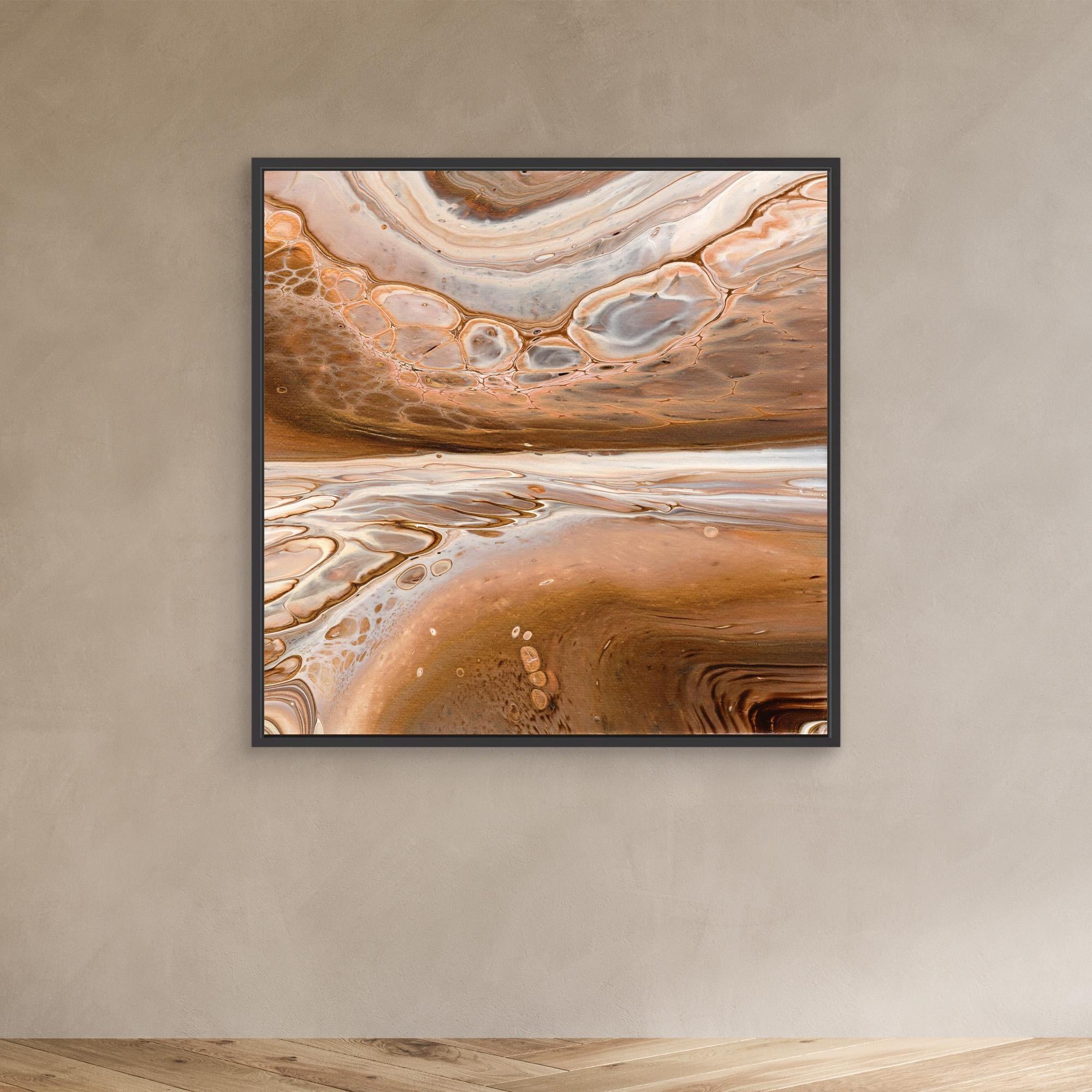 NL modern art Art Prints Soothing Neutrals 6 in black frame on wall