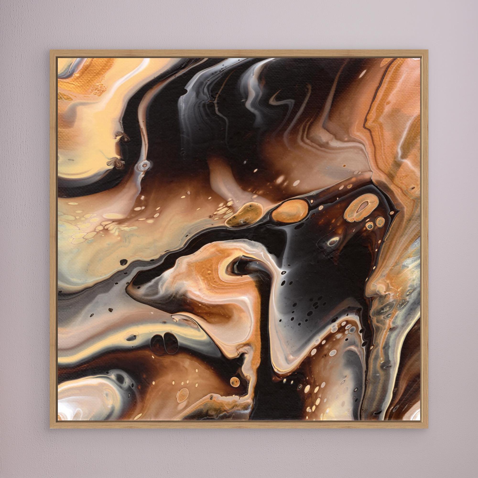 NL modern art Canvas Print Comforting Chocolate Caramel 4 in oak frame
