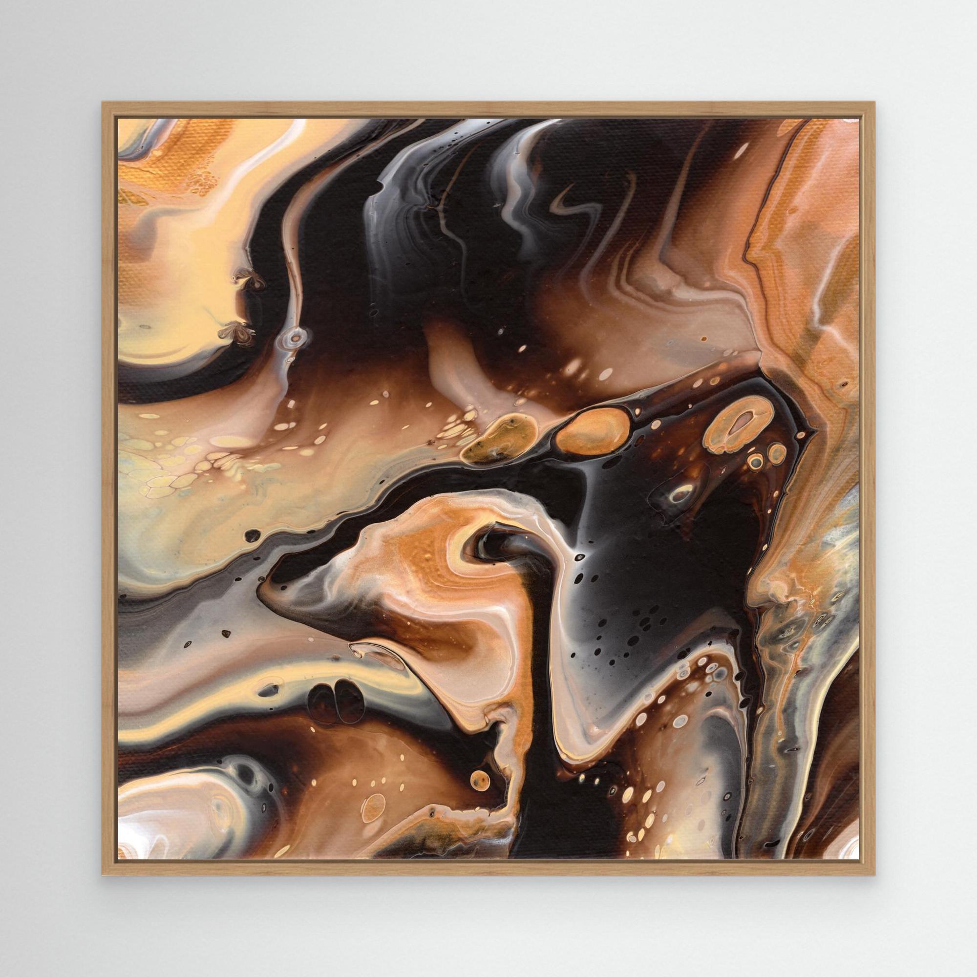 NL modern art Canvas Print Comforting Chocolate Caramel 4 in oak frame