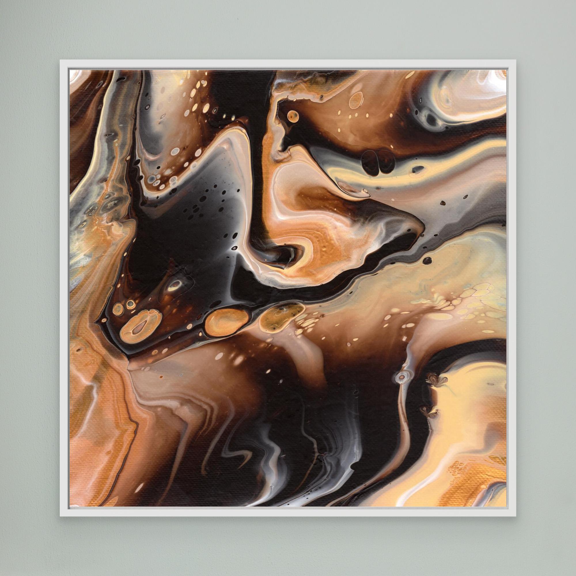 NL modern art Canvas Print Comforting Chocolate Caramel 5 in white frame