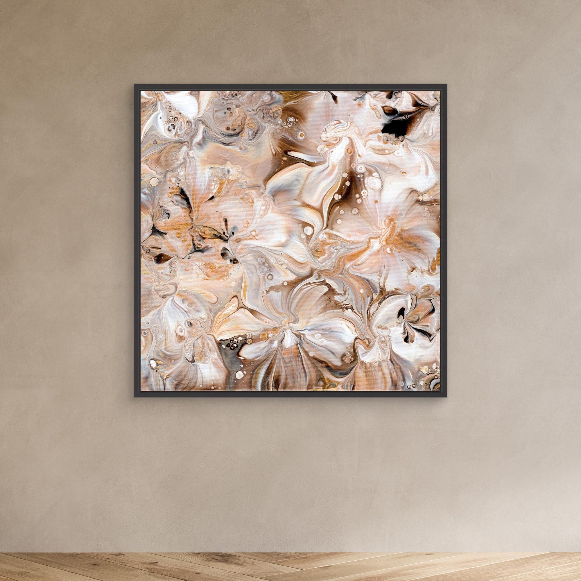 NL modern art Art Prints Soothing Neutrals 4 in black frame on wall