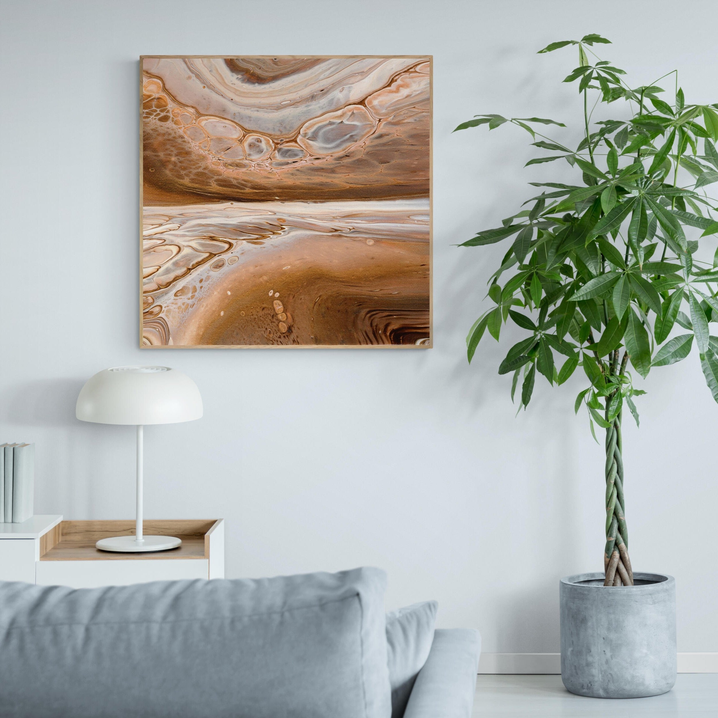 NL modern art-art-prints-soothing-neutrals-6-in-bright-living-room-with-large-plant-oak-frame