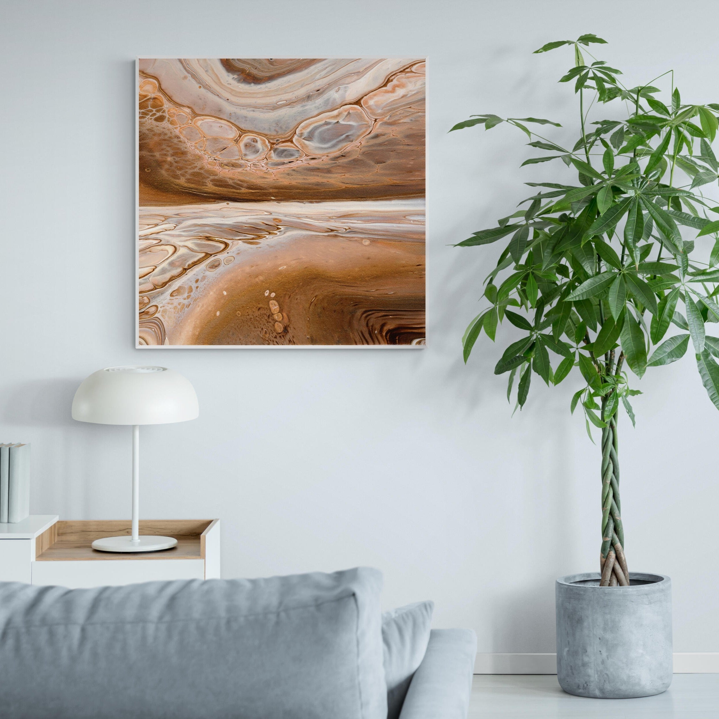 NL modern art-art-prints-soothing-neutrals-6-in-bright-living-room-with-large-plant-white-frame