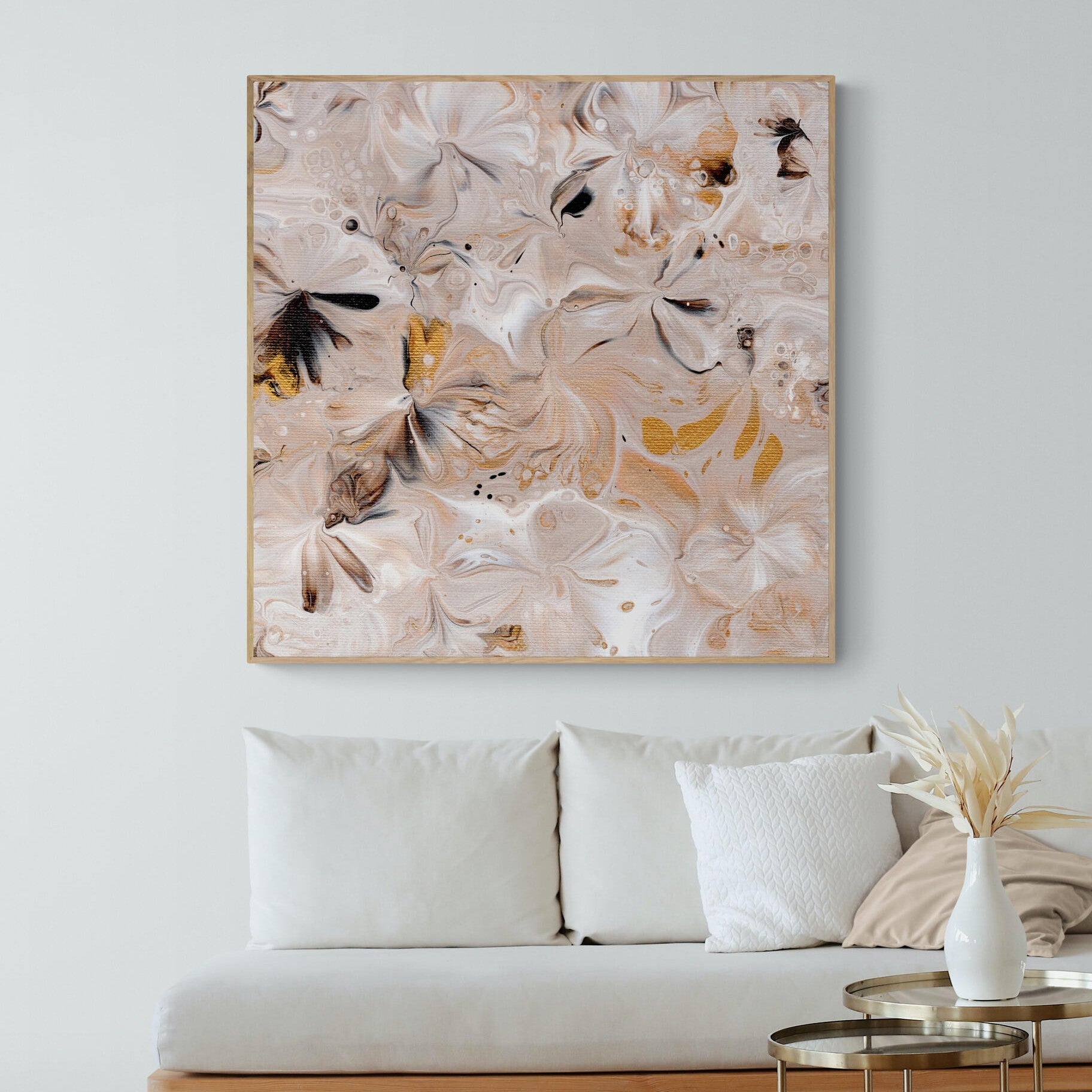 NL modern art-art-prints-soothing-neutrals-3-in-small-living-room-space-with-natural-tones-oak-frame