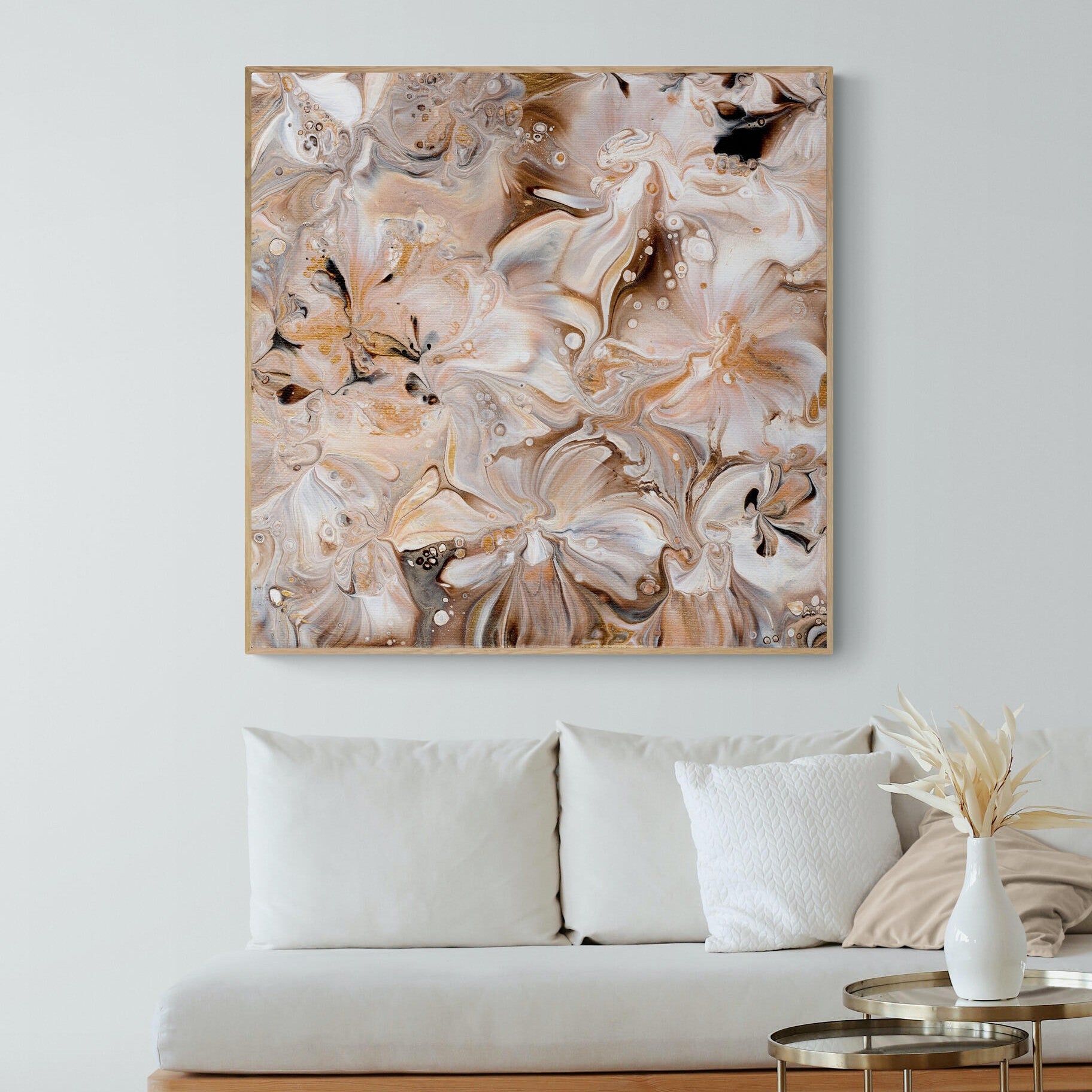 NL modern art-art-prints-soothing-neutrals-4-in-small-living-room-space-with-natural-tones-oak-frame 