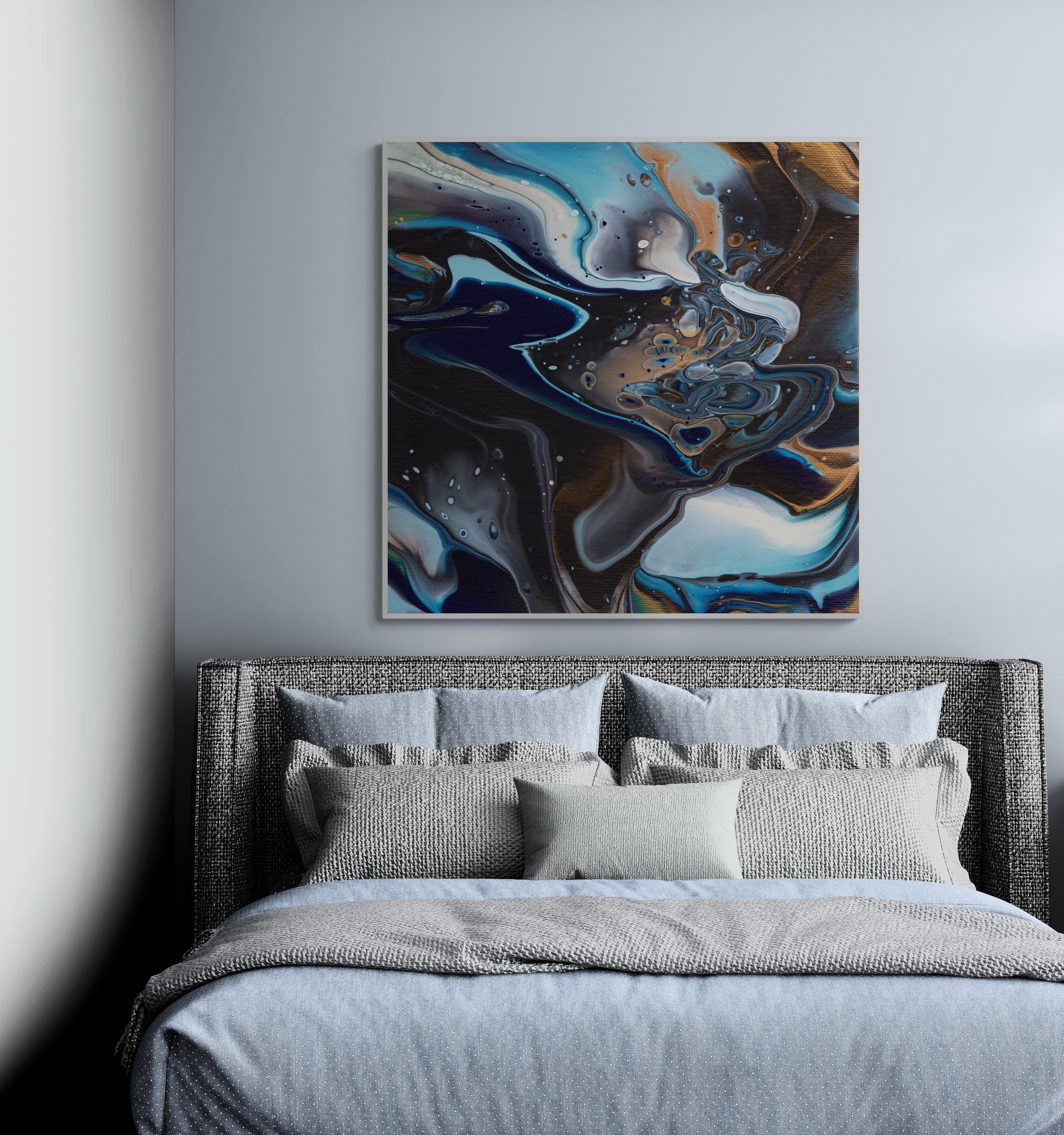 NL modern art-canvas-print-deep-passion-2-on-wall-in-cozy-bedroom-over-modern-bed-white-frame