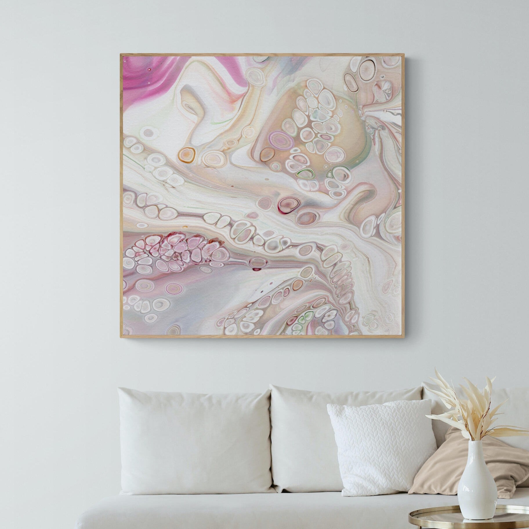 NL modern art-canvas-print-gentle-tenderness-1-in-small-living-room-space-with-natural-tones-oak-frame