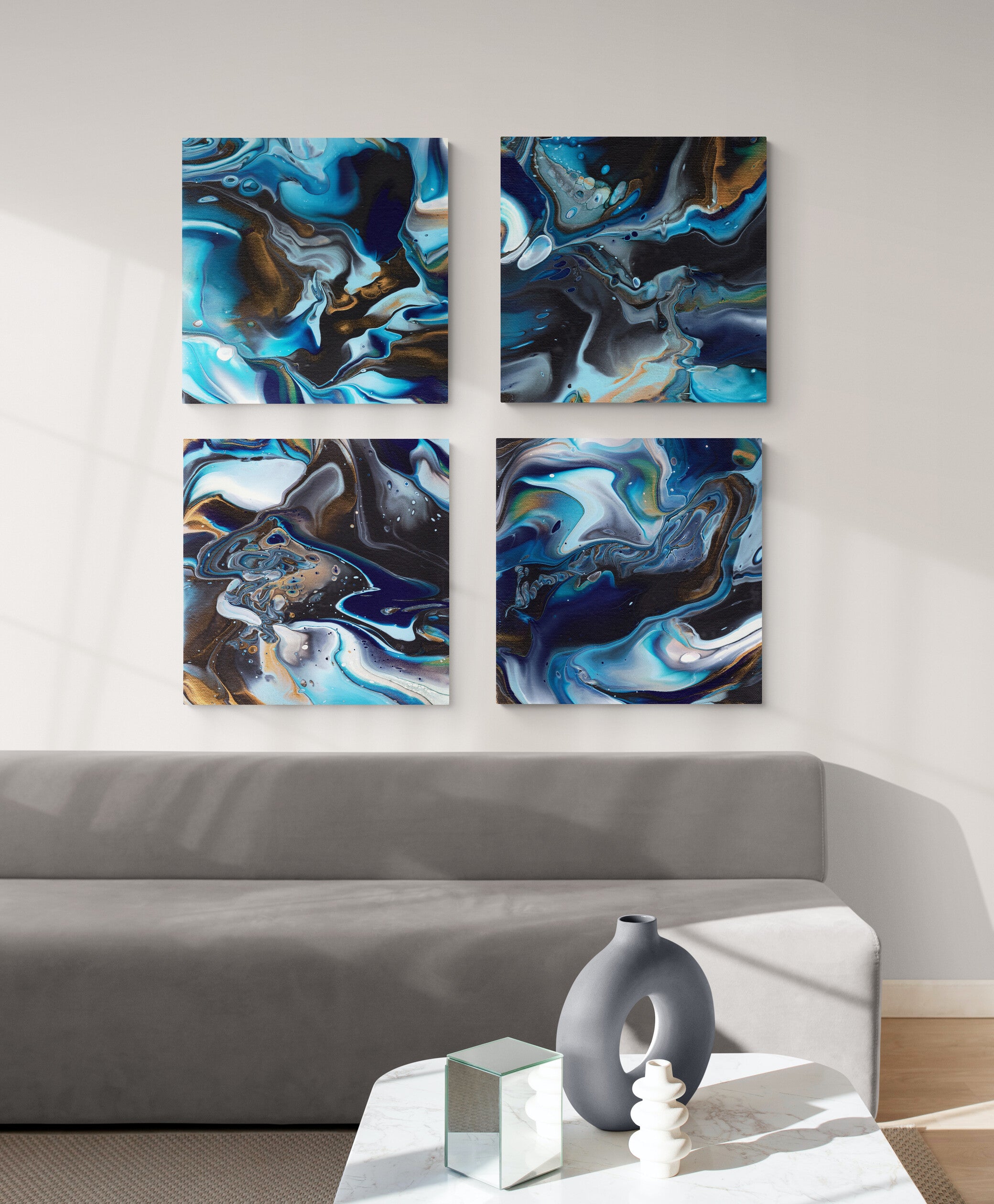 NL modern art-canvas-print-deep-passion-quadriptych-over-comfy-sofa-in-sundrenched-living-room-no-frame