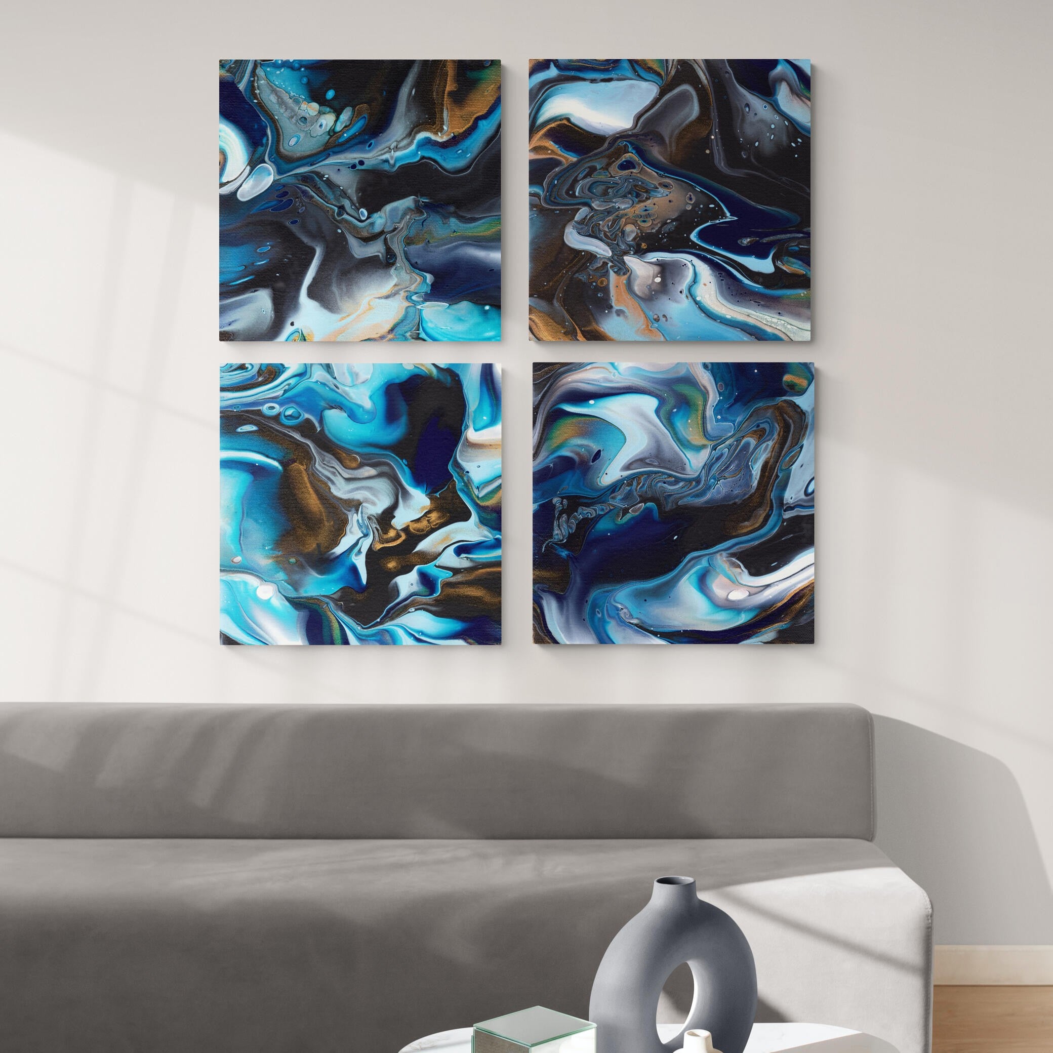 NL modern art-canvas-print-deep-passion-quadriptych-over-comfy-sofa-in-sundrenched-living-room-no-frame